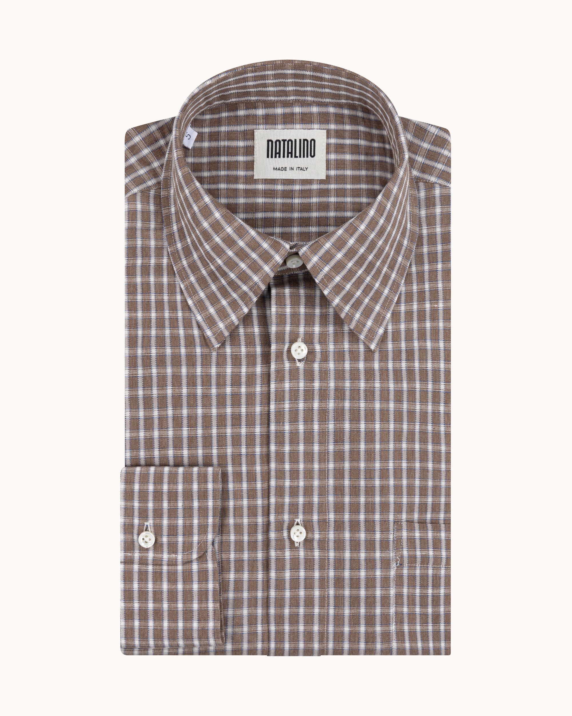 Off-Duty Shirt - Brown Check Linen Cotton