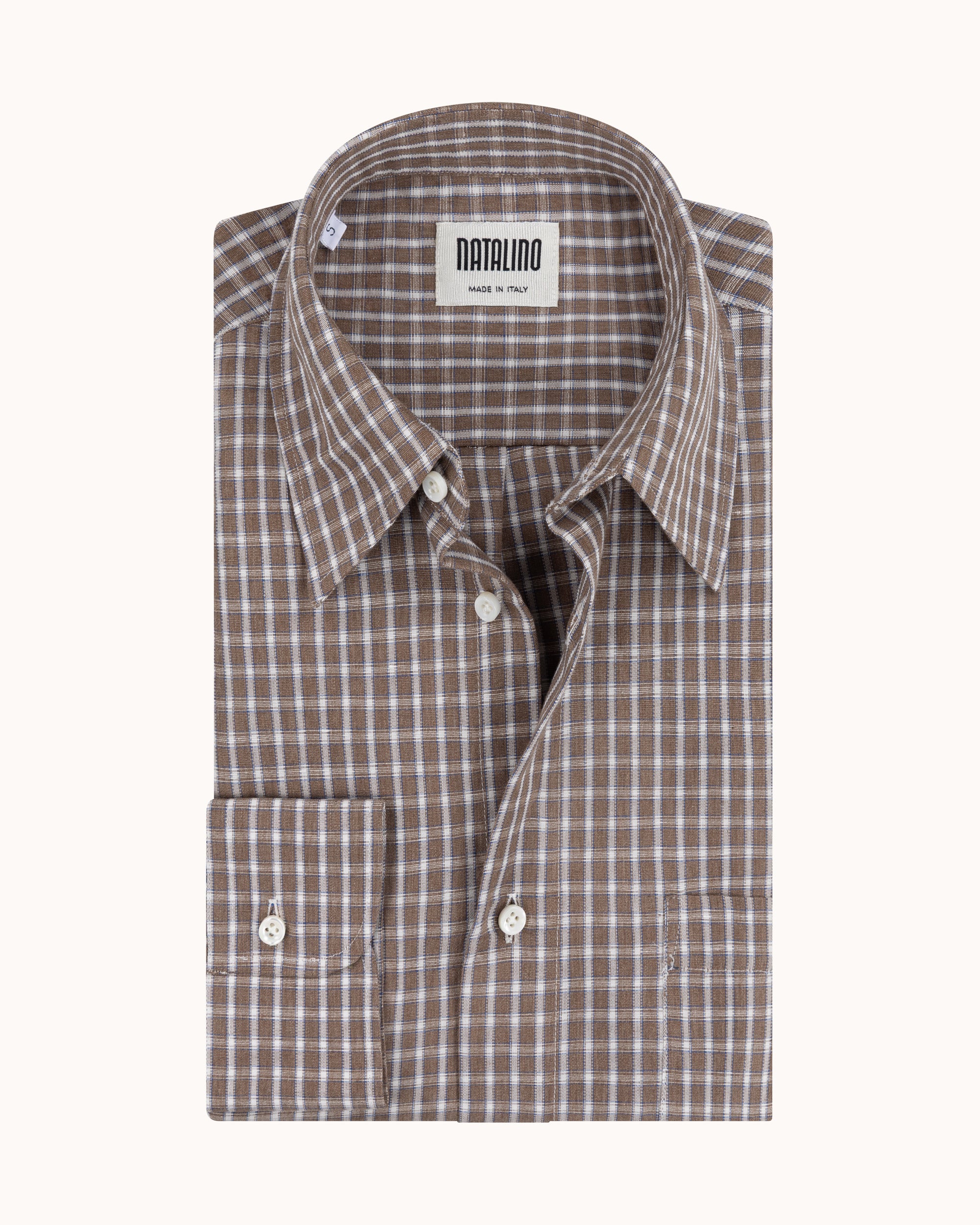 Off-Duty Shirt - Brown Check Linen Cotton