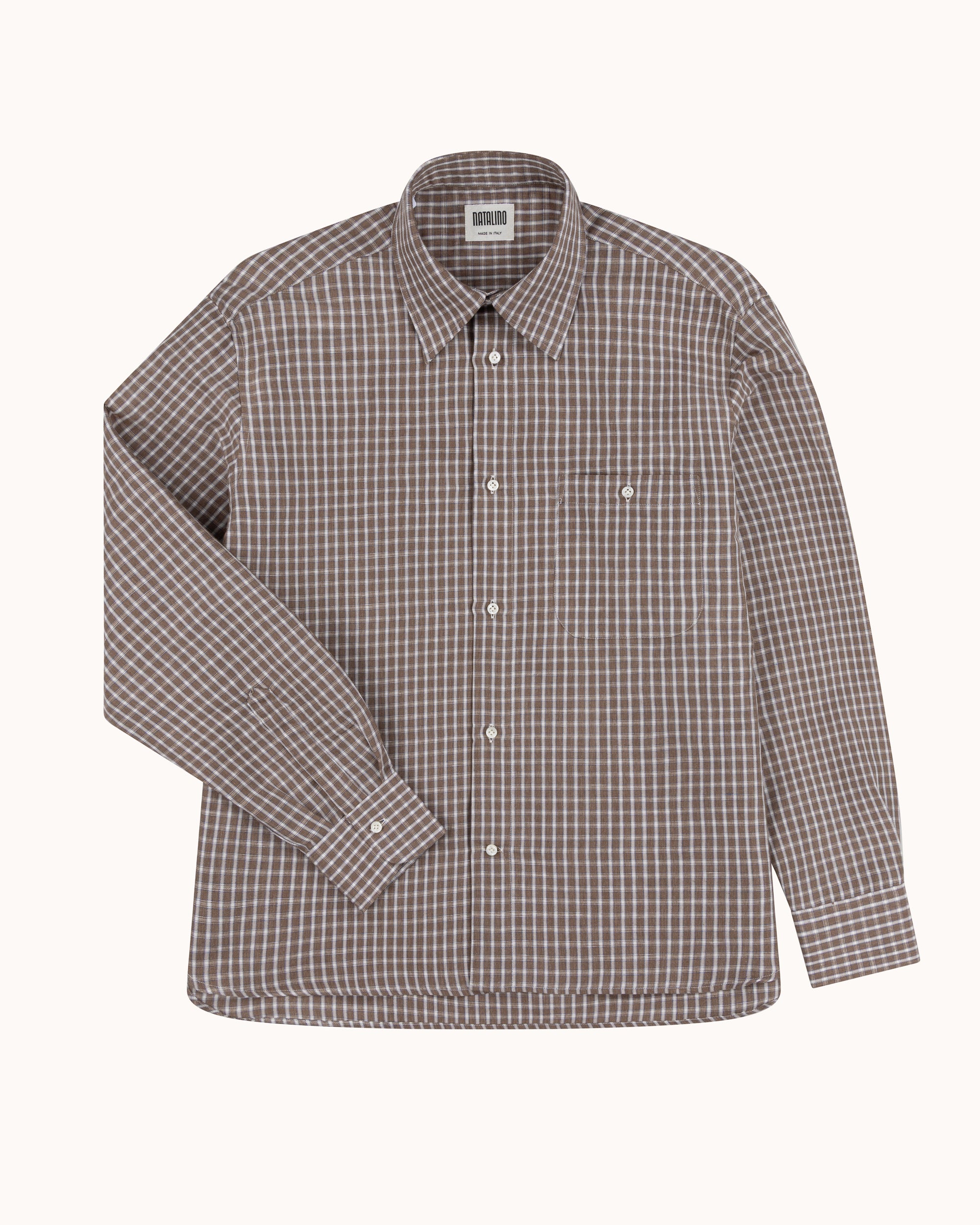Off-Duty Shirt - Brown Check Linen Cotton