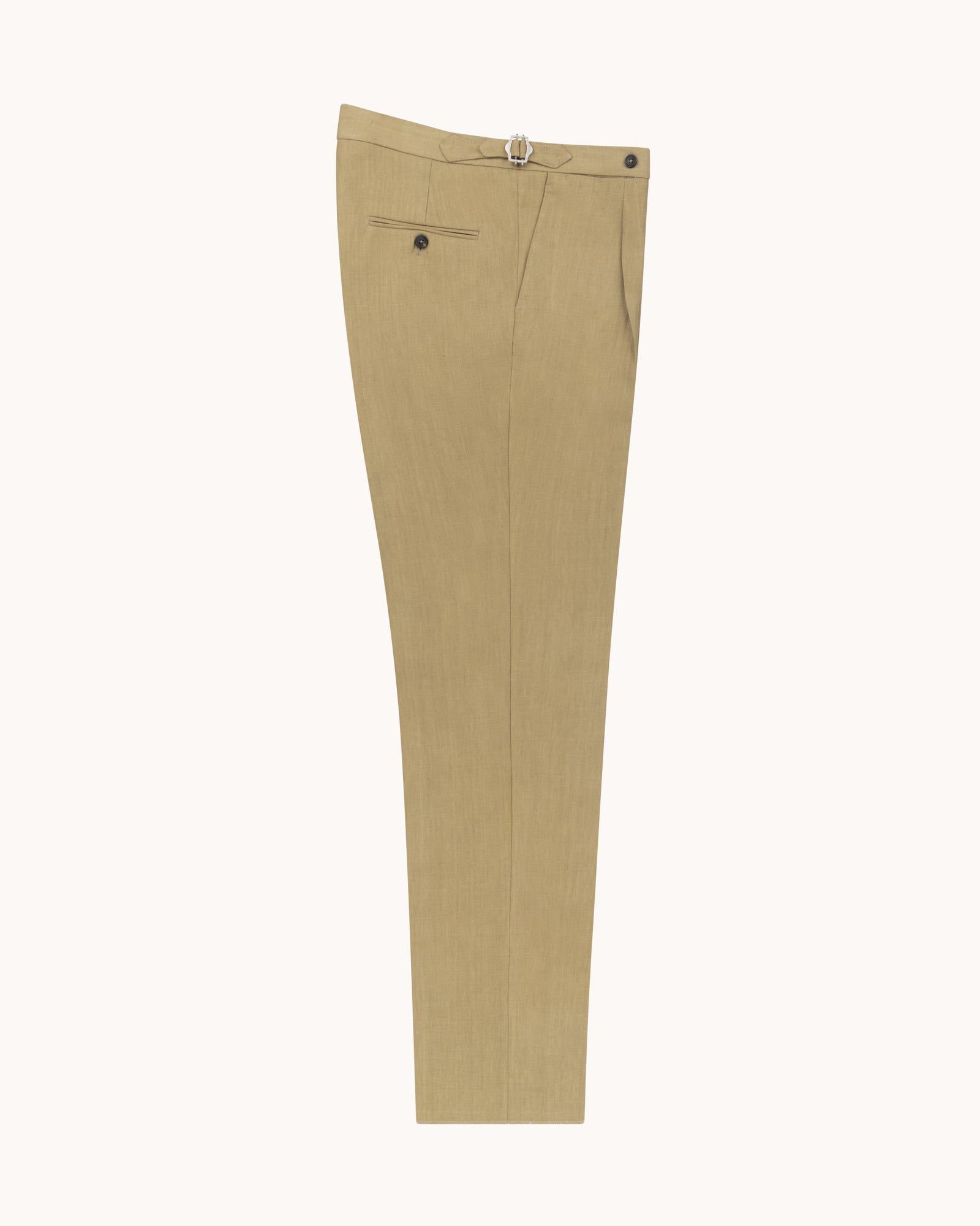 Single Pleat Trouser - Olive Linen