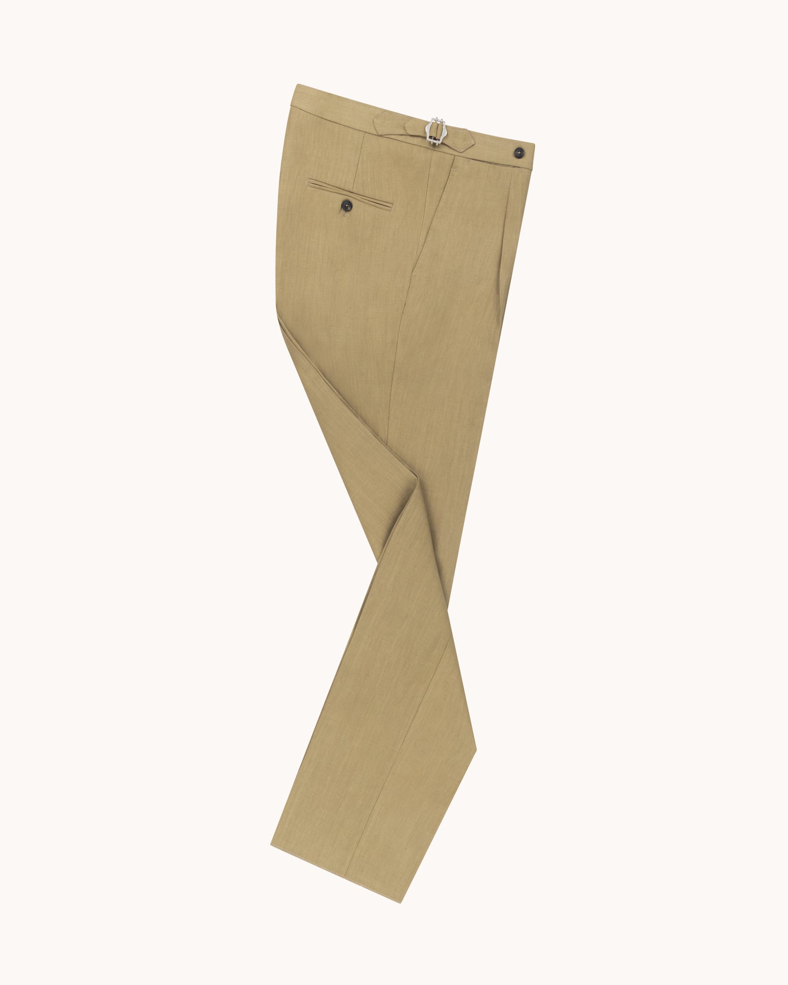 Single Pleat Trouser - Olive Linen