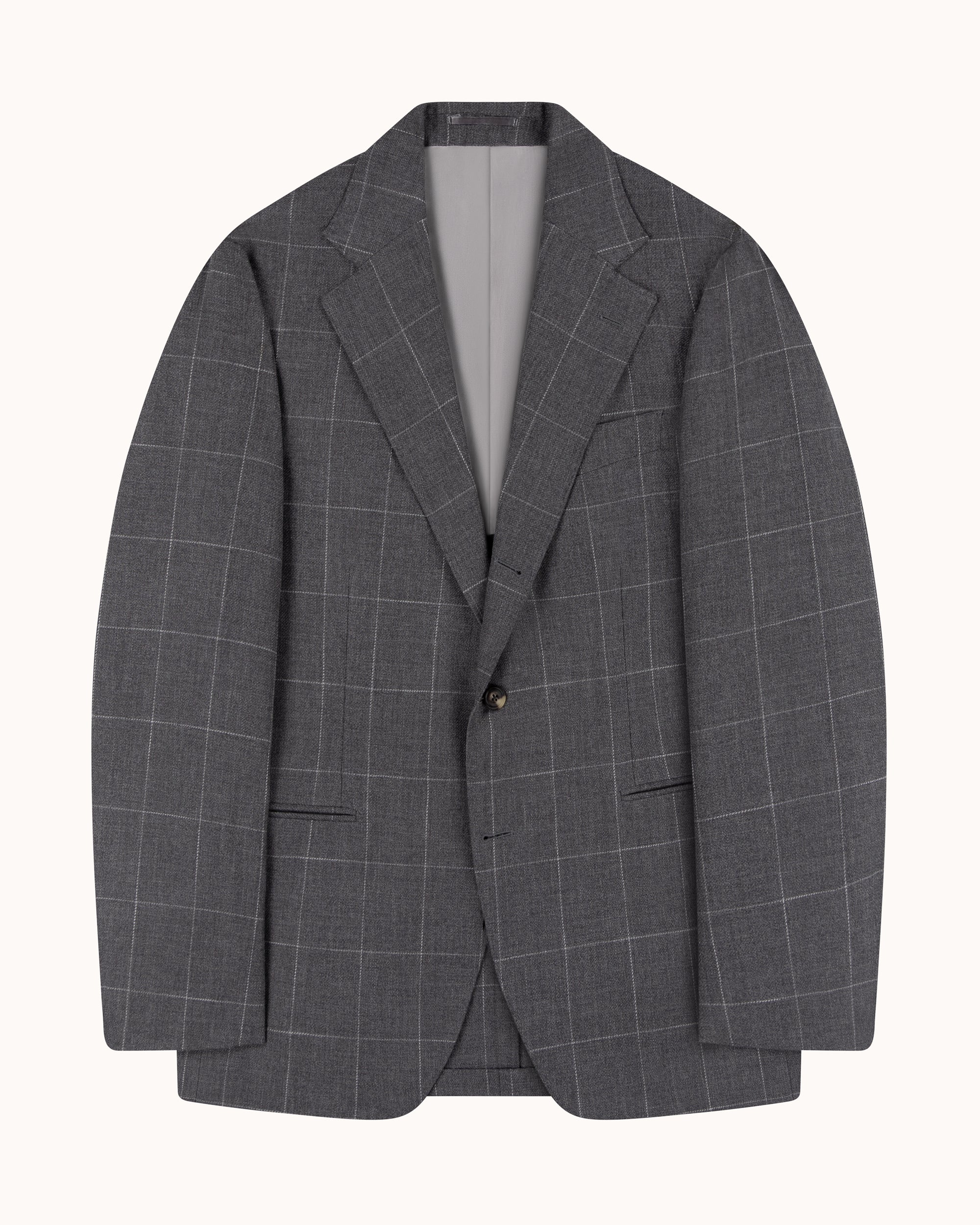 Sport Jacket - Grey Windowpane Cotton Wool