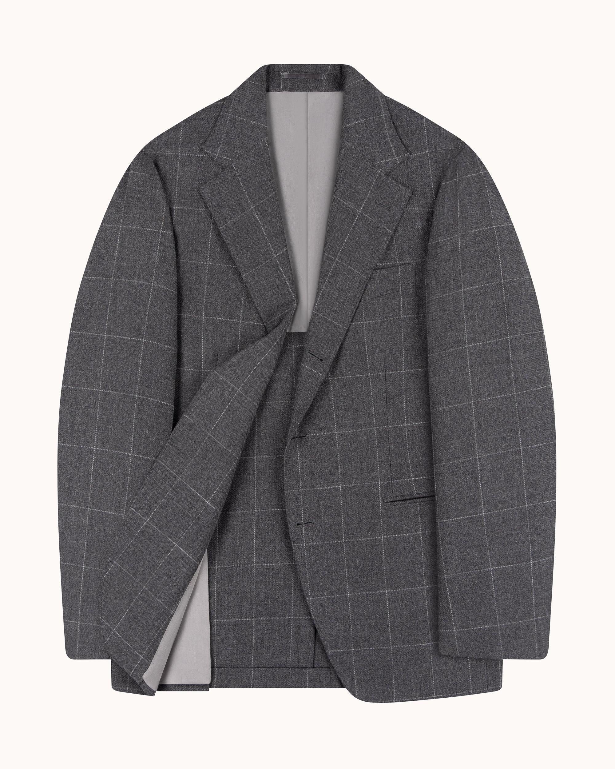 Sport Jacket - Grey Windowpane Cotton Wool