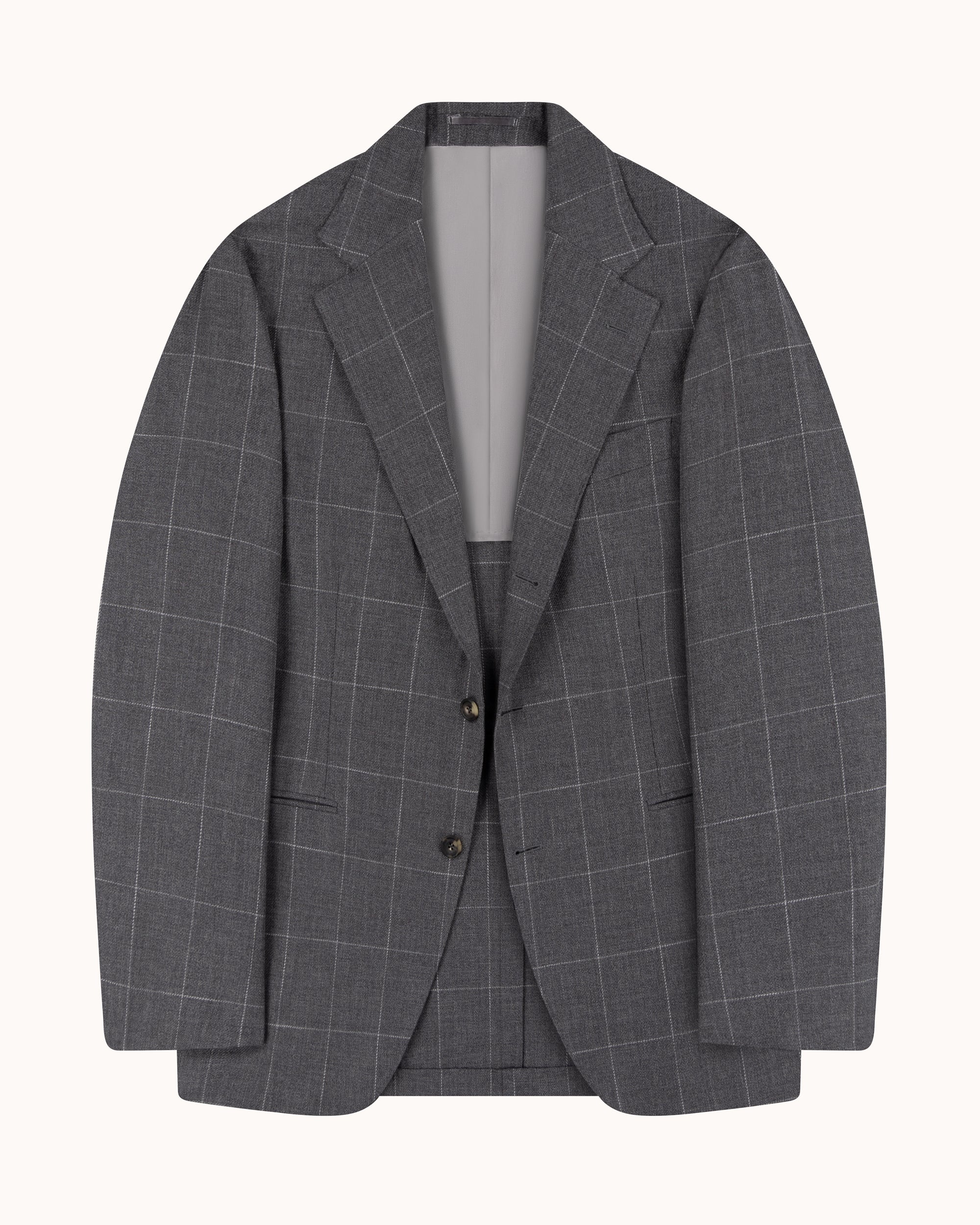 Sport Jacket - Grey Windowpane Cotton Wool