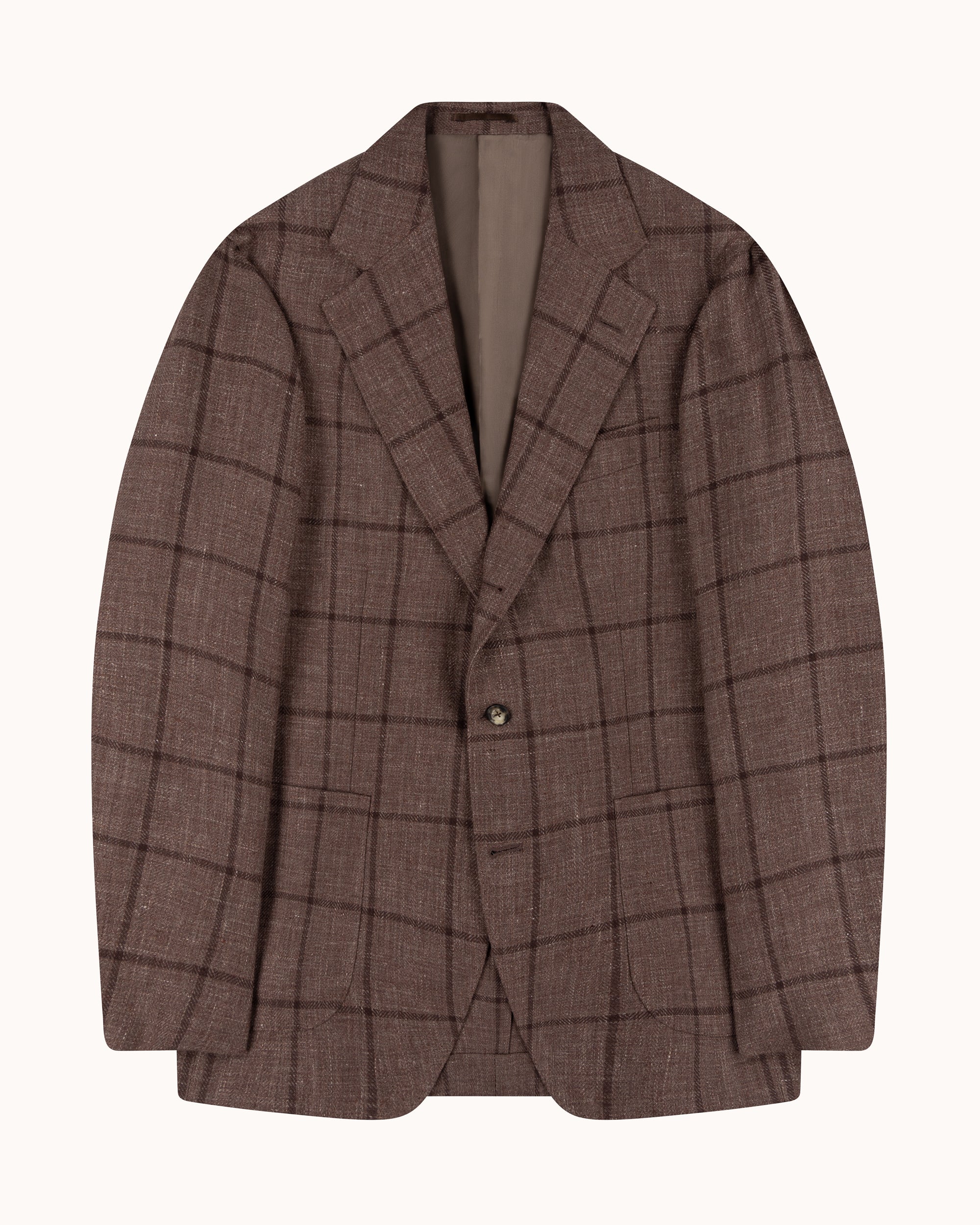 Sport Jacket - Brown Windowpane Linen Wool