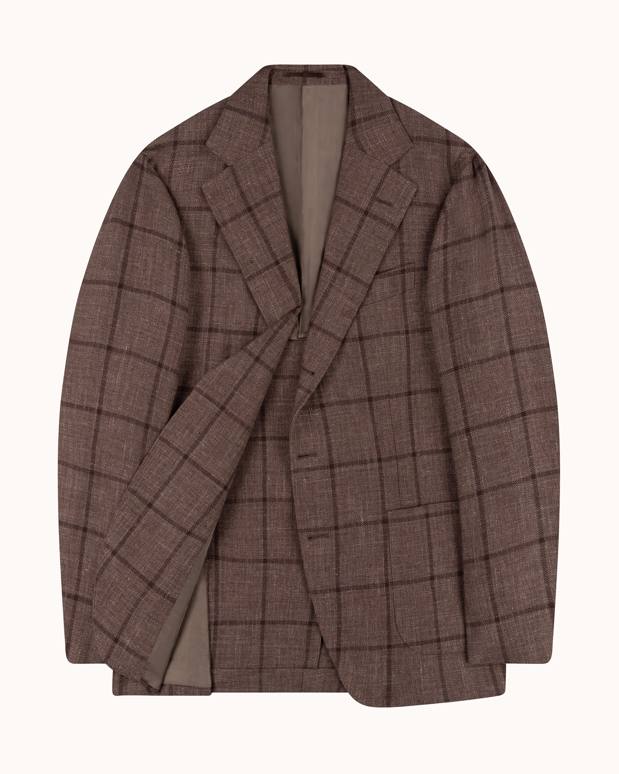 Sport Jacket - Brown Windowpane Linen Wool
