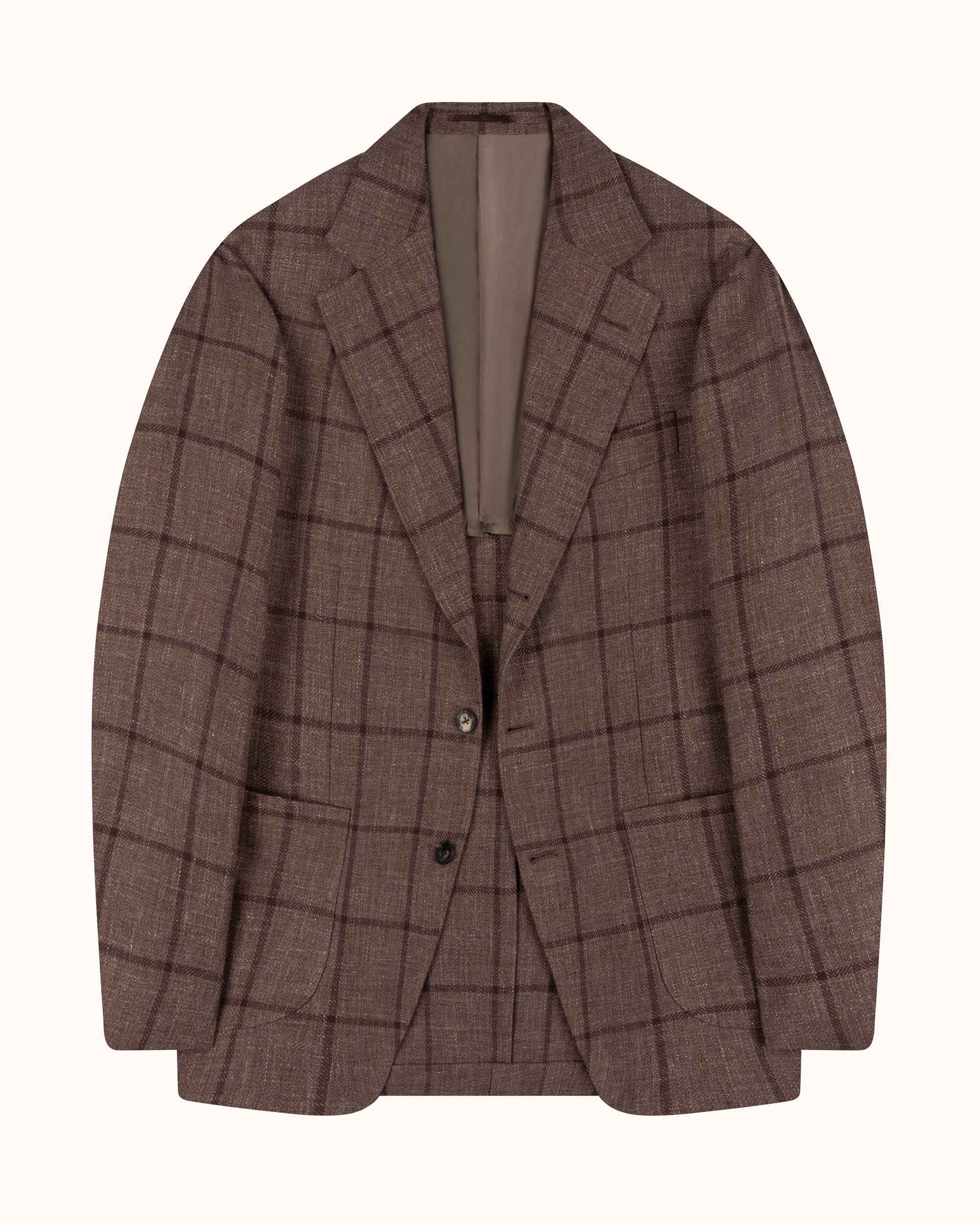 Sport Jacket - Brown Windowpane Linen Wool