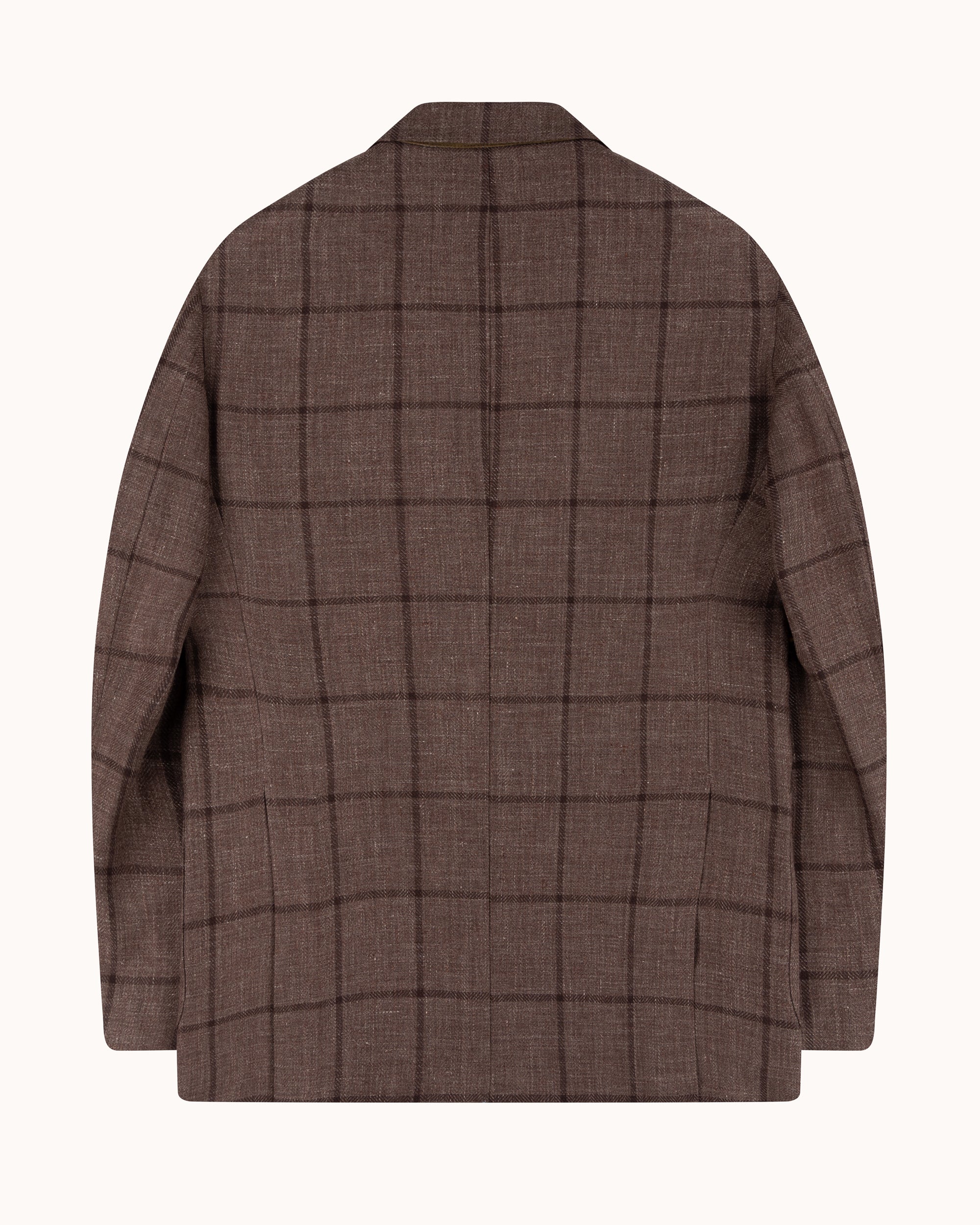 Sport Jacket - Brown Windowpane Linen Wool