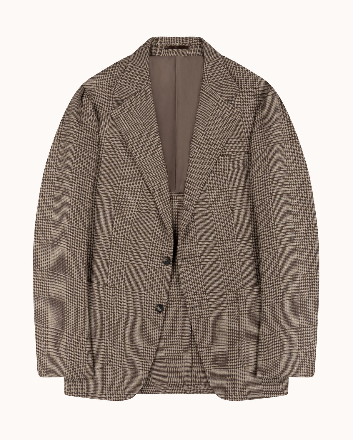 Sport Jacket - Beige Brown Glen Check Wool Linen – Natalino