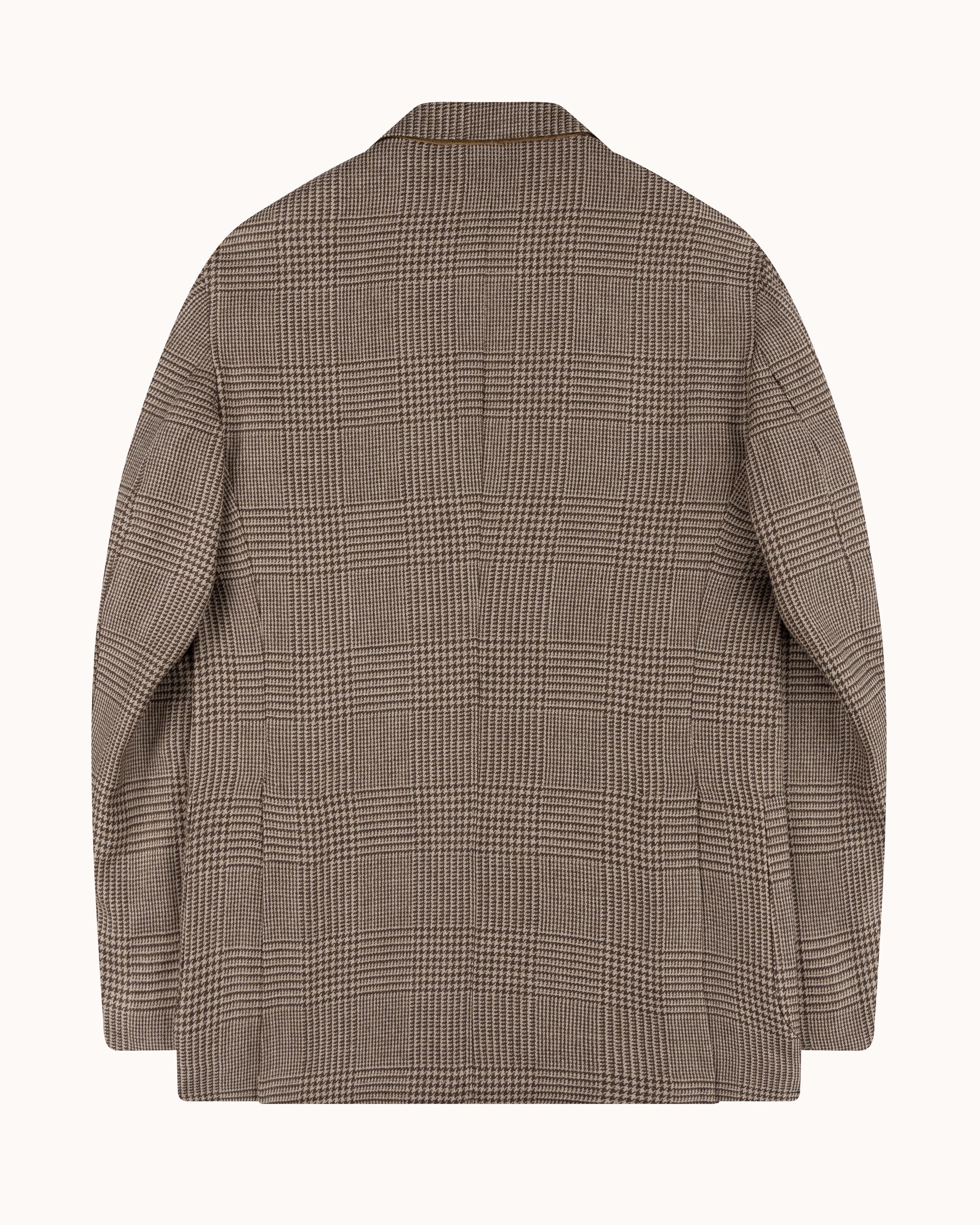 Sport Jacket - Beige Brown Glen Check Wool Linen