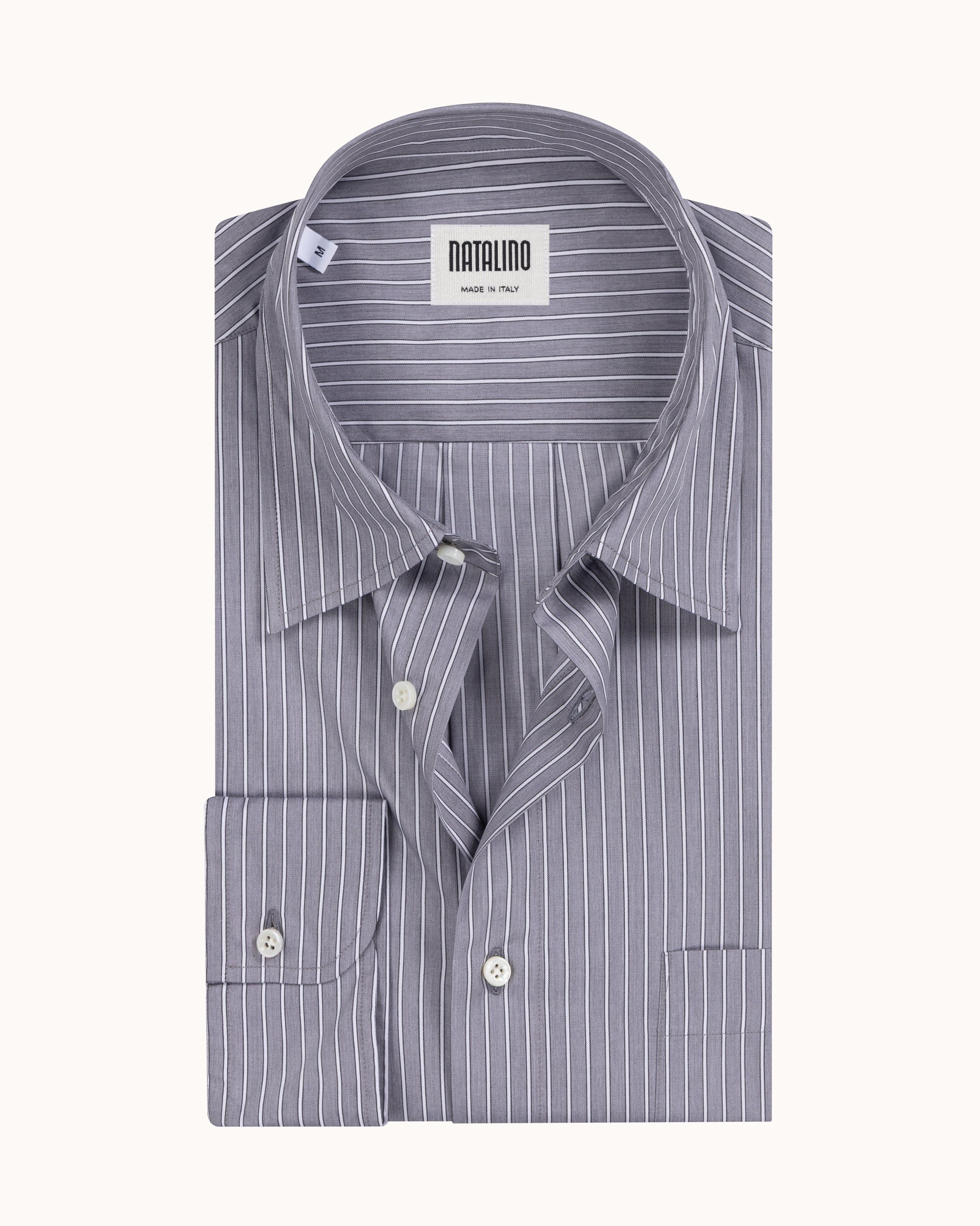 Off-Duty Shirt - Slate Grey Stripe Cotton Poplin