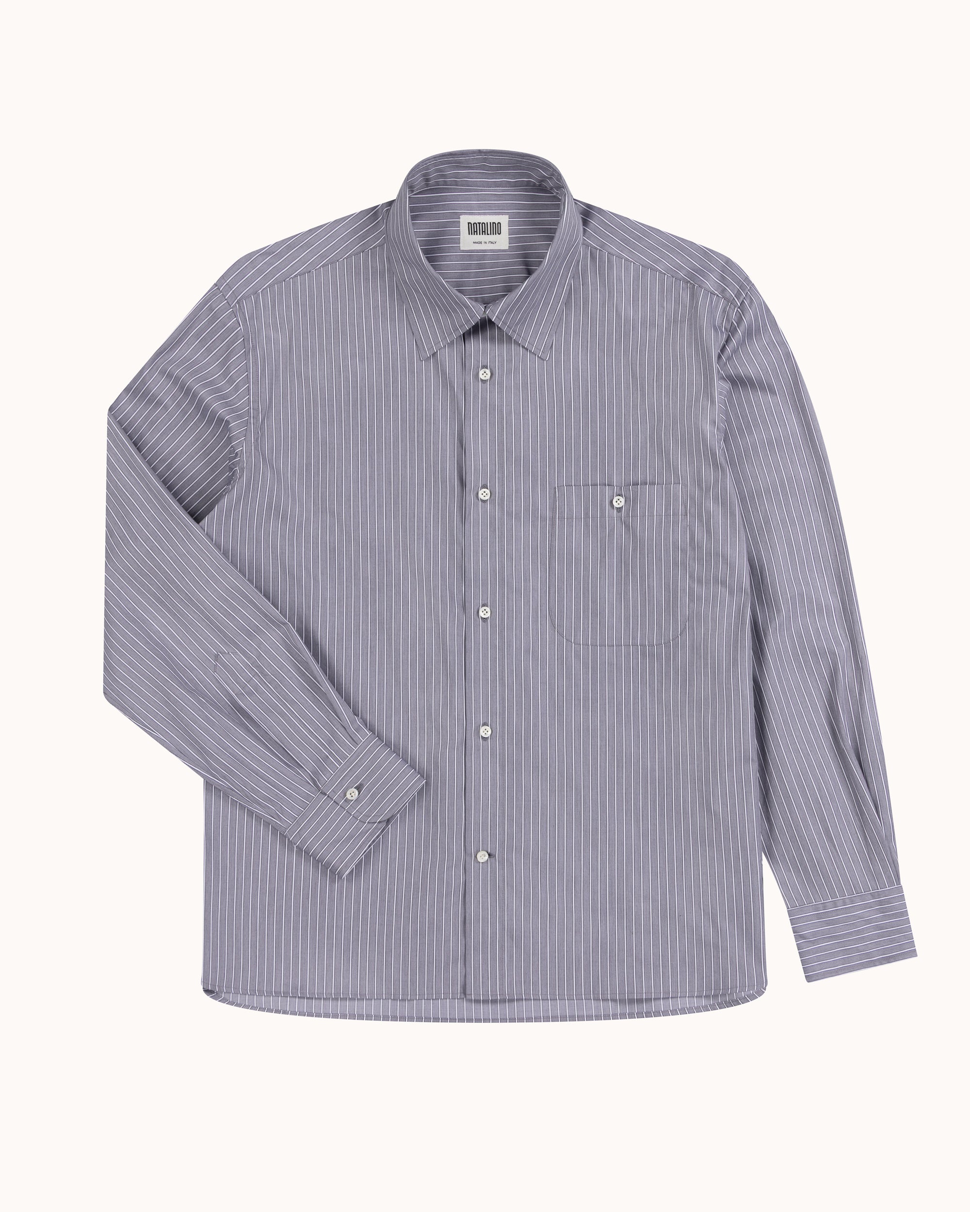 Off-Duty Shirt - Slate Grey Stripe Cotton Poplin