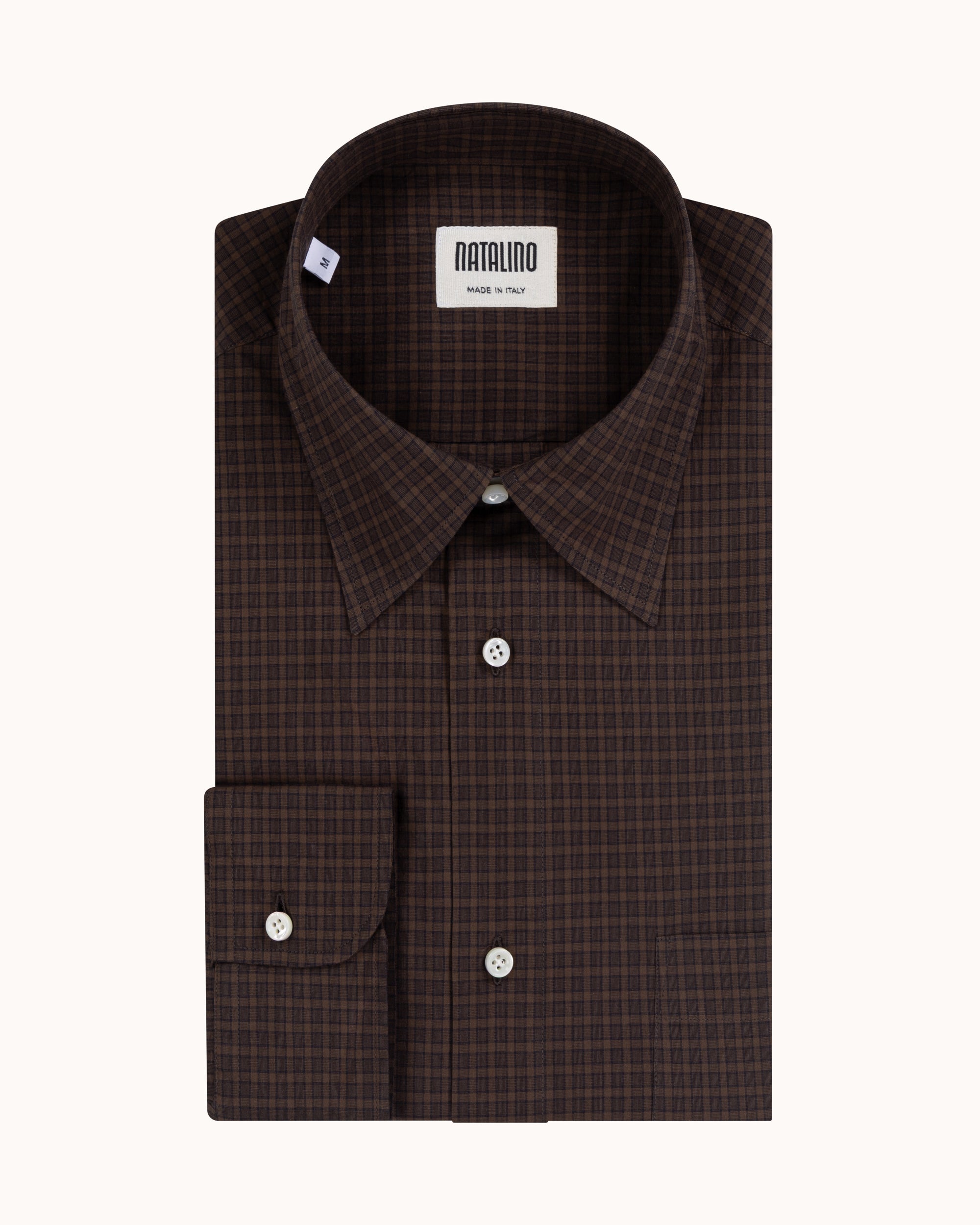Off-Duty Shirt - Dark Brown Check Peached Cotton
