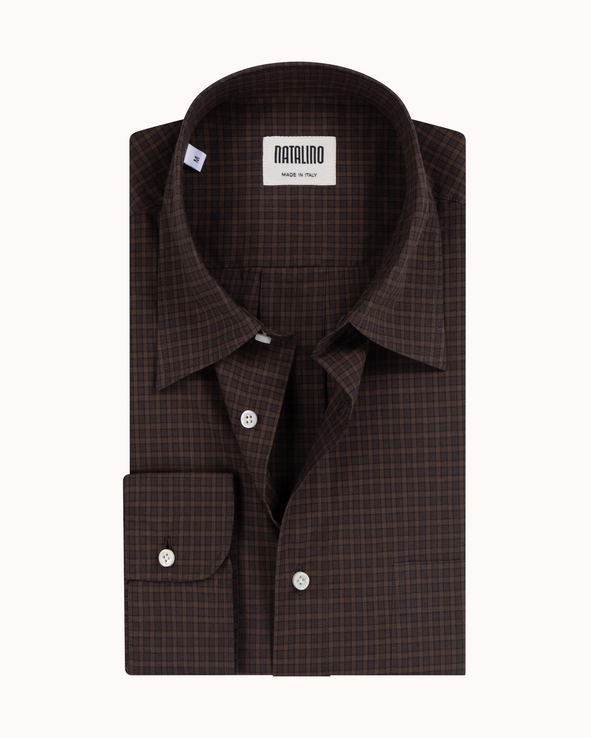 Off-Duty Shirt - Dark Brown Check Peached Cotton