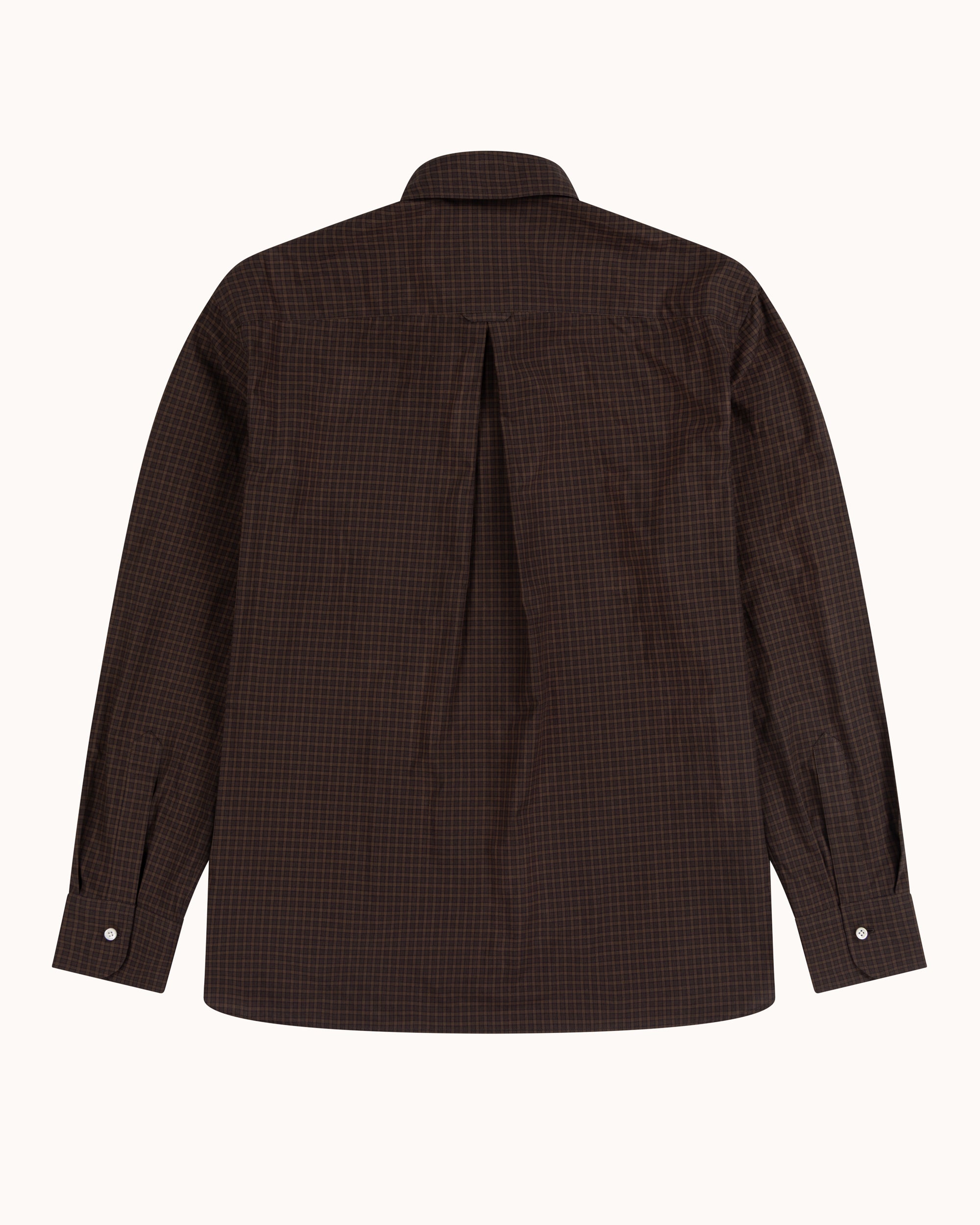 Off-Duty Shirt - Dark Brown Check Peached Cotton