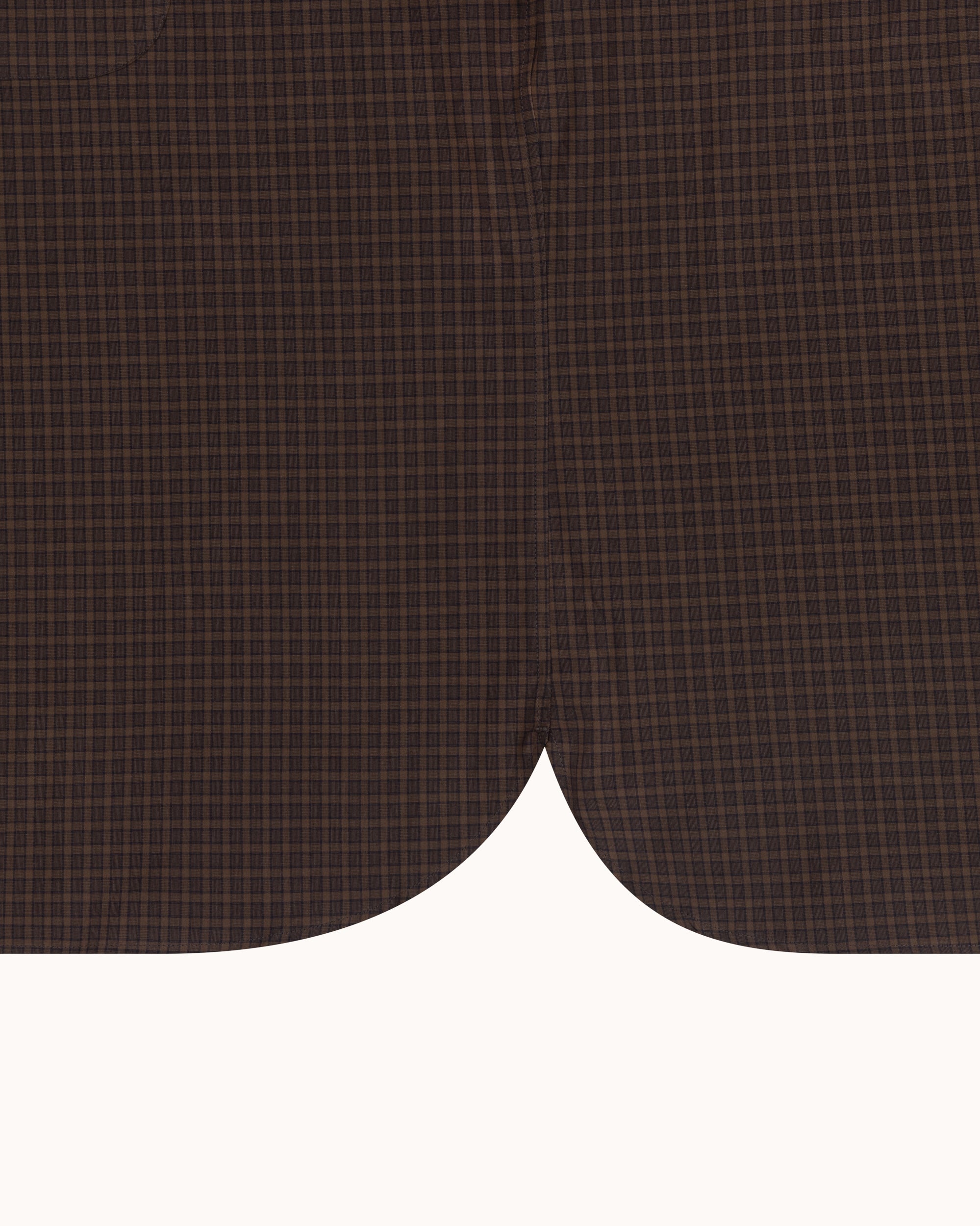 Off-Duty Shirt - Dark Brown Check Peached Cotton