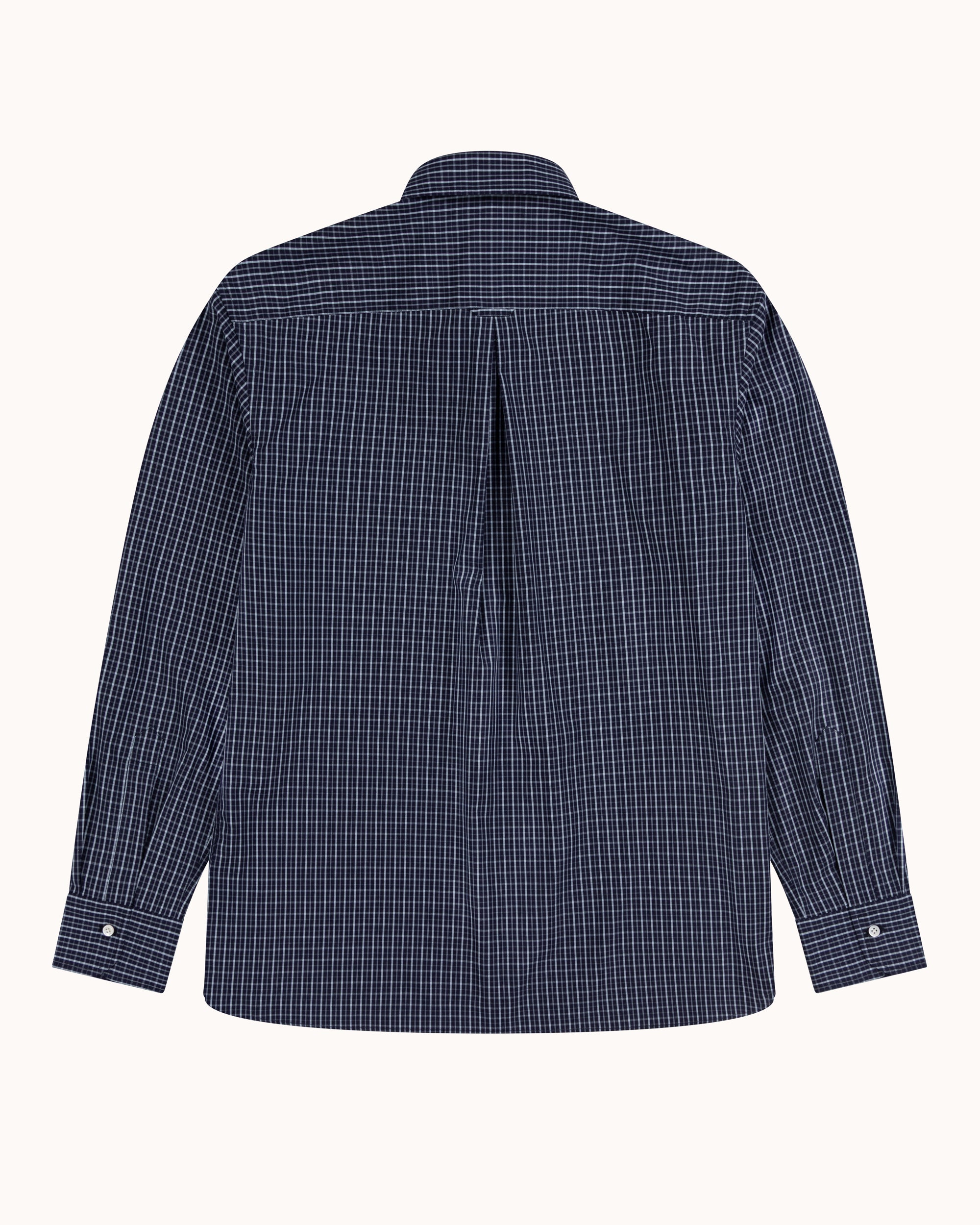 Off-Duty Shirt - Navy Sky Check Peached Cotton