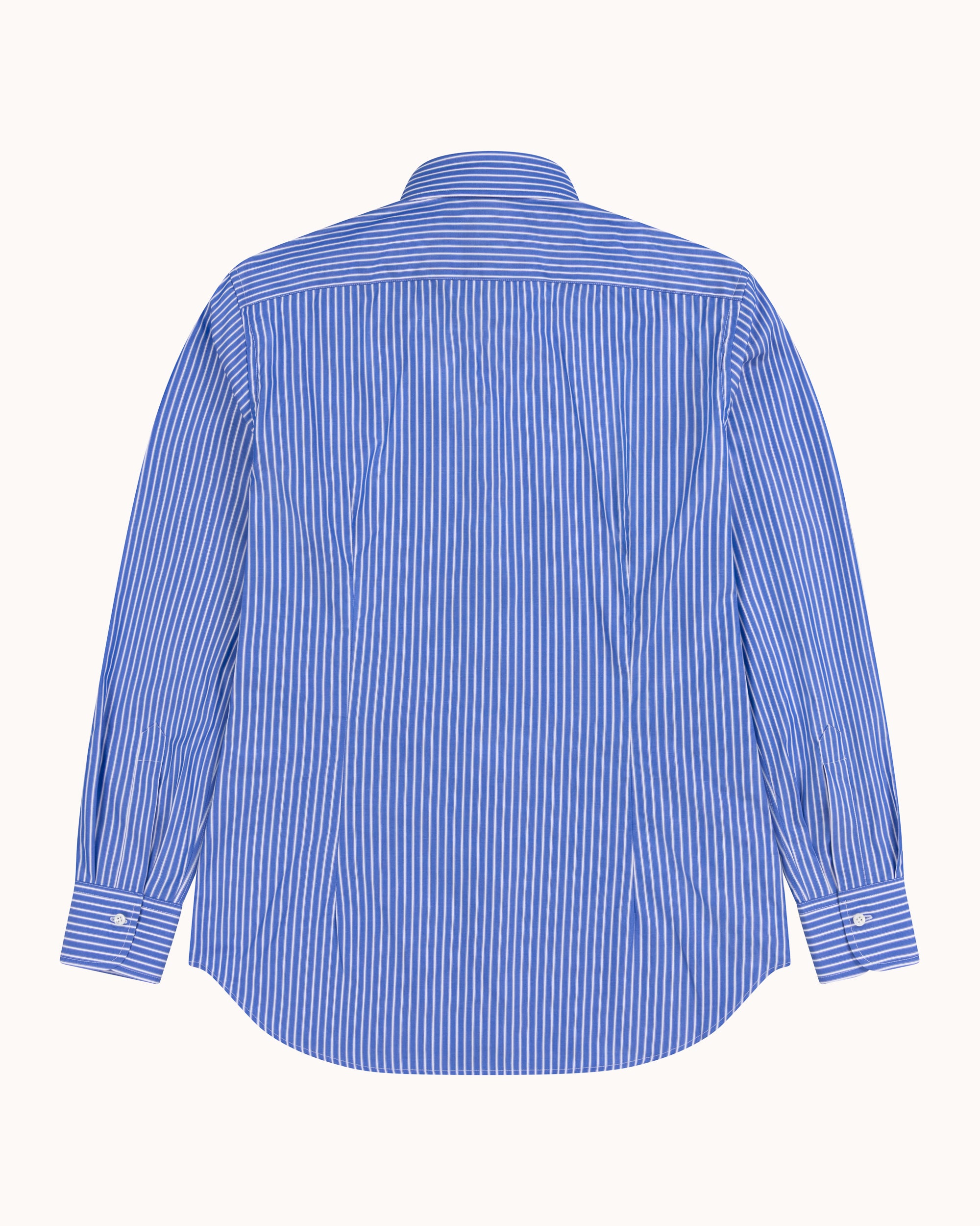 Point Collar Shirt - Blue Bengal Stripe Cotton Poplin