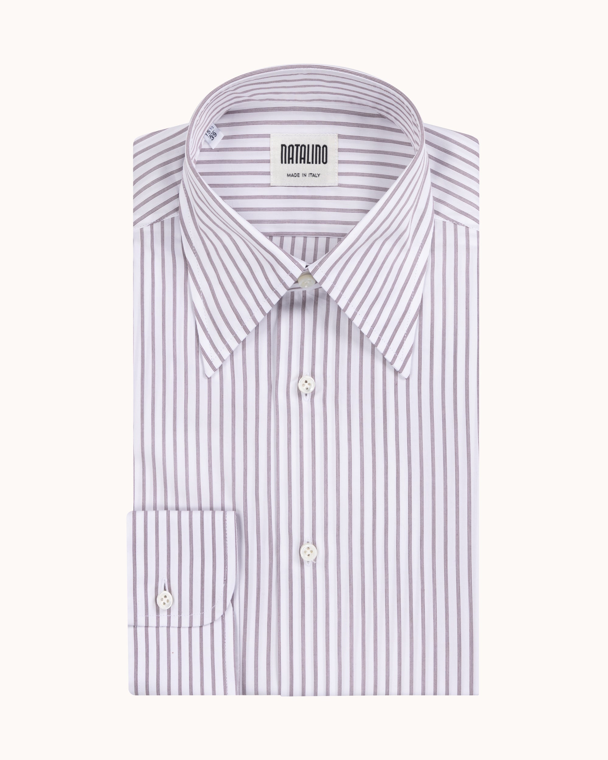 Point Collar Shirt - Claret Stripe Cotton Poplin