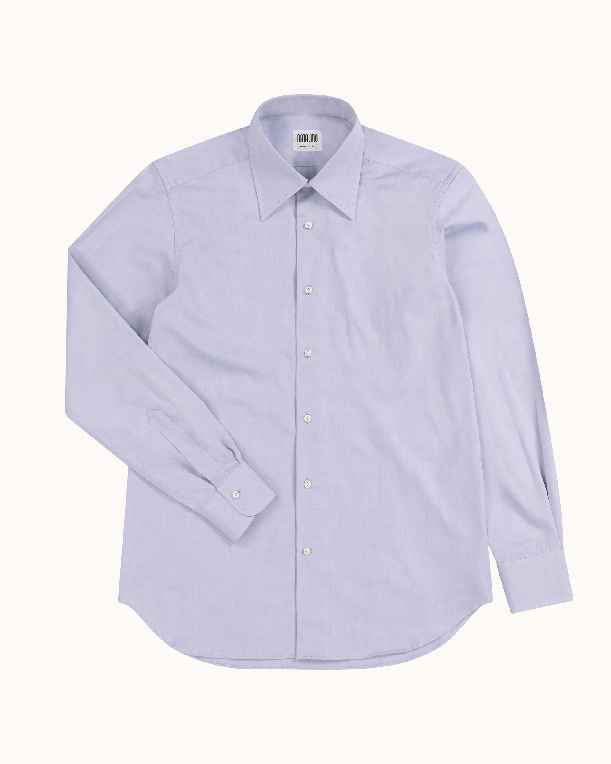 Point Collar Shirt - Light Grey Cotton Poplin