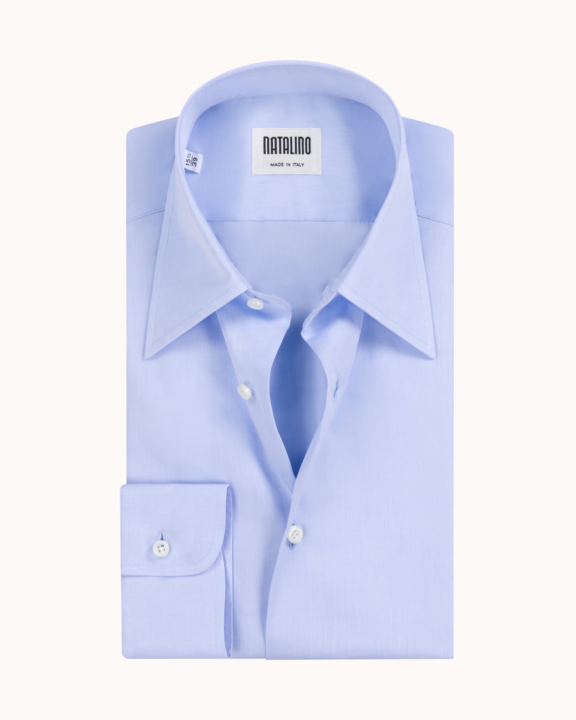 Point Collar Shirt - Light Blue Cotton Poplin
