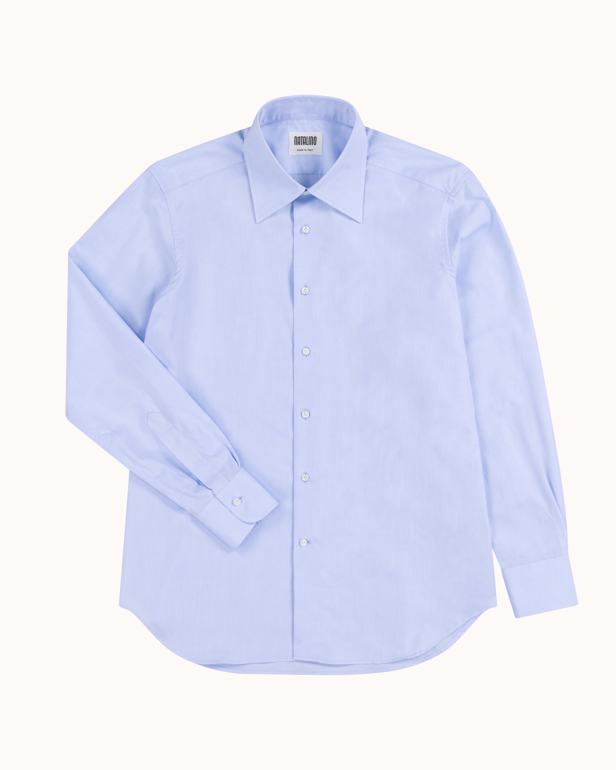 Point Collar Shirt - Light Blue Cotton Poplin