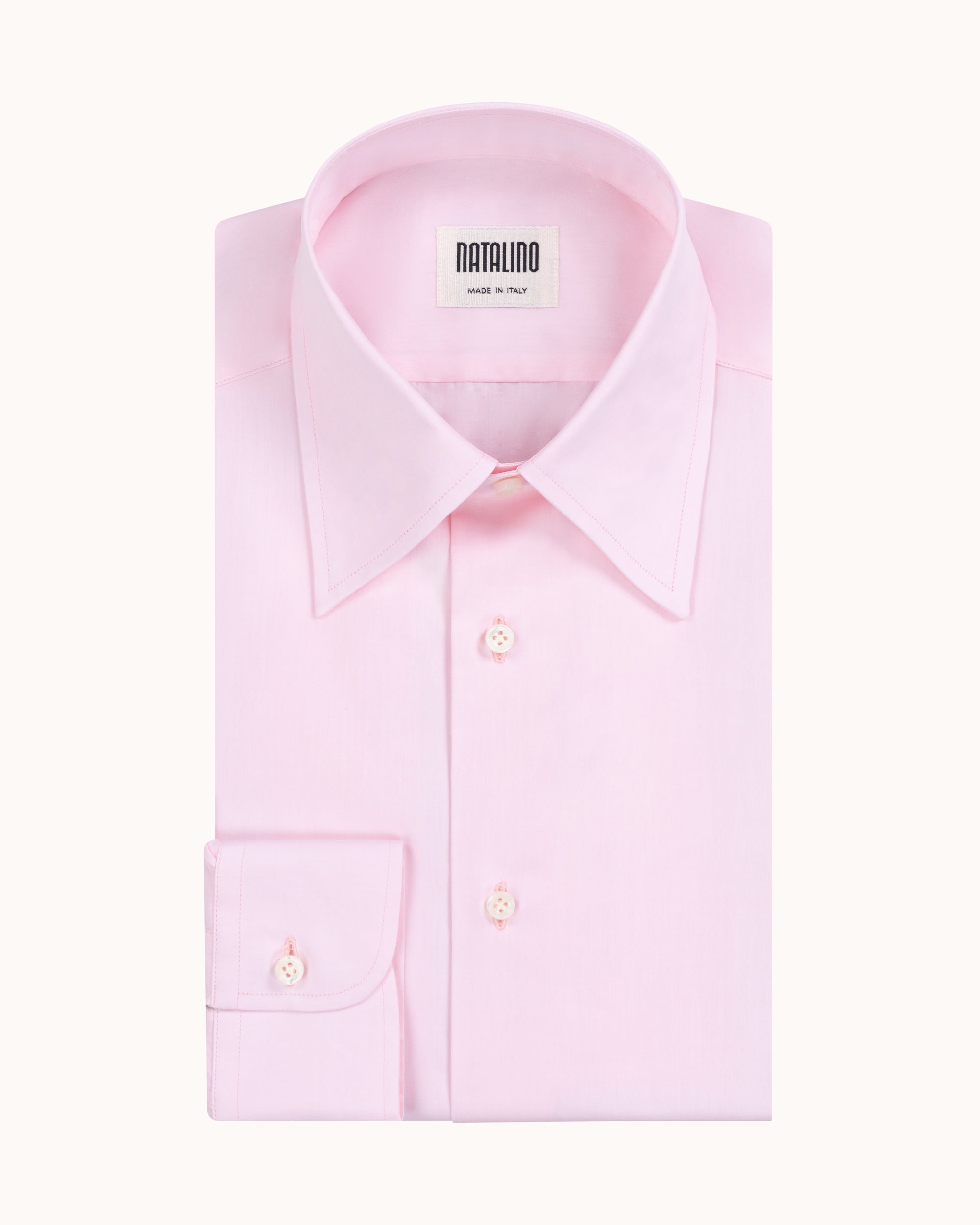 Point Collar Shirt - Pink Cotton Poplin