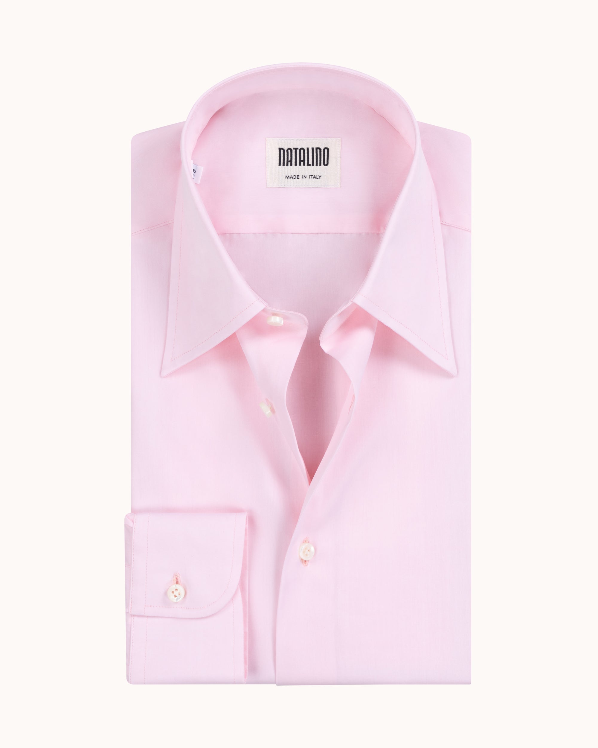 Point Collar Shirt - Pink Cotton Poplin
