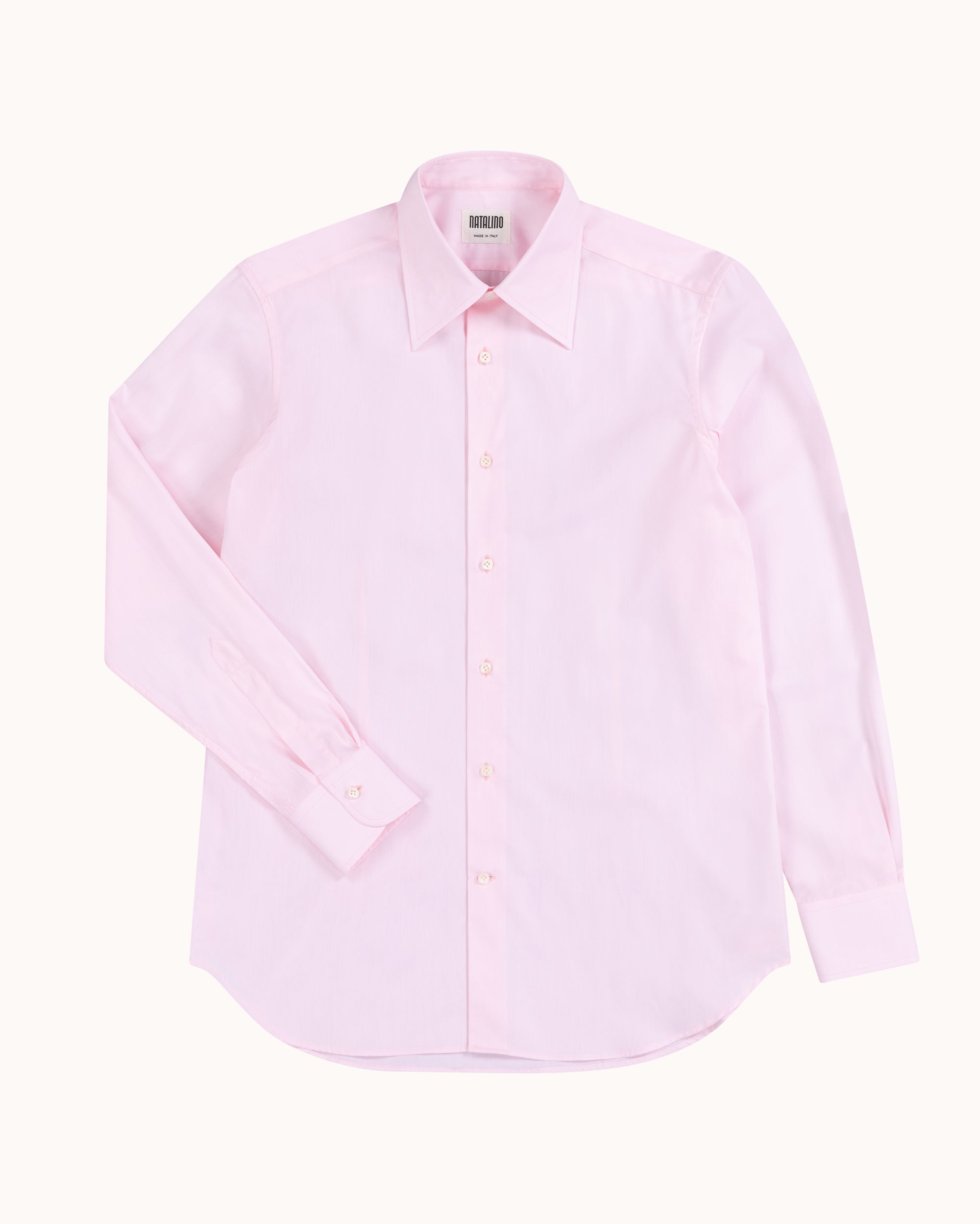 Point Collar Shirt - Pink Cotton Poplin