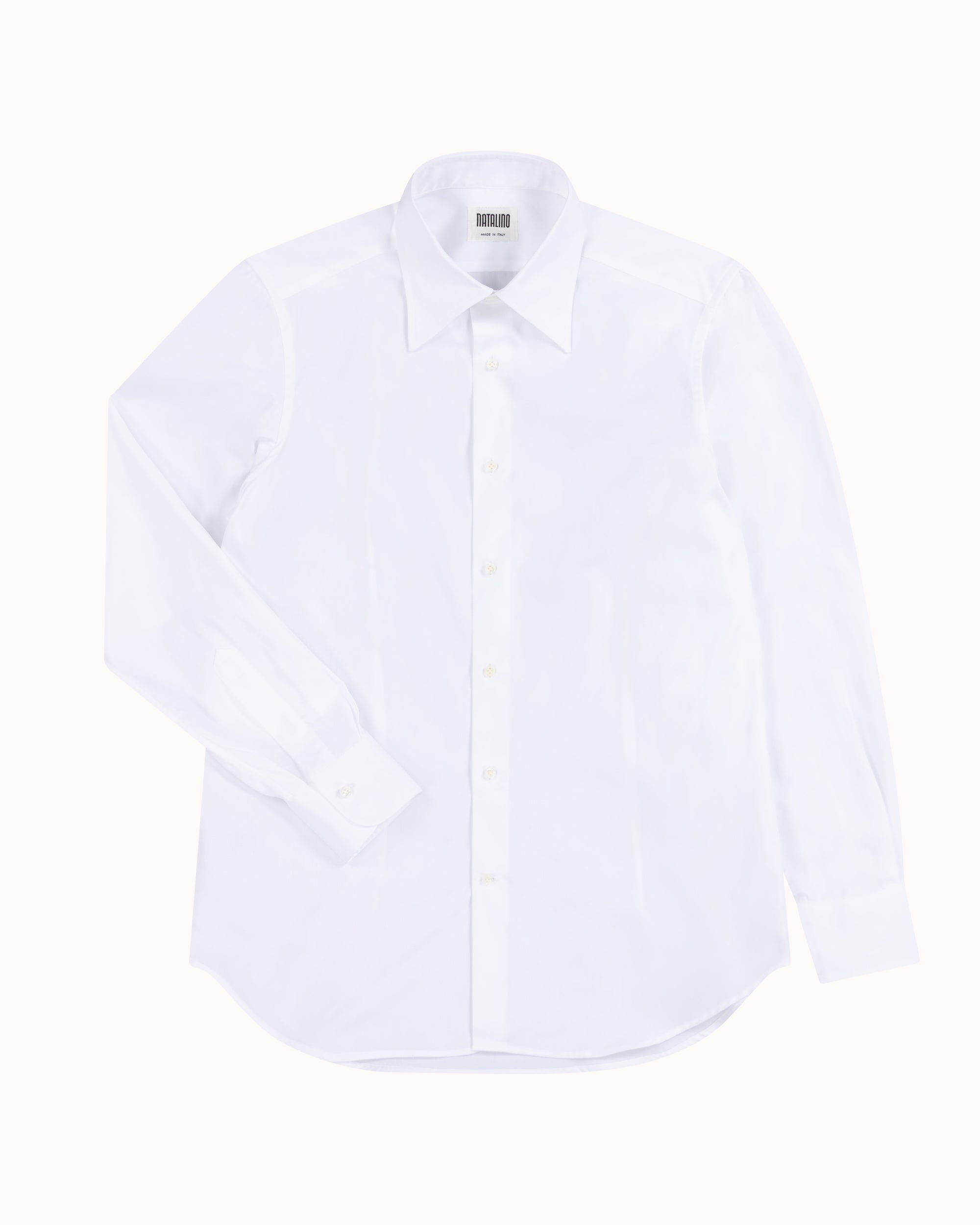 Point Collar Shirt - White Cotton Poplin
