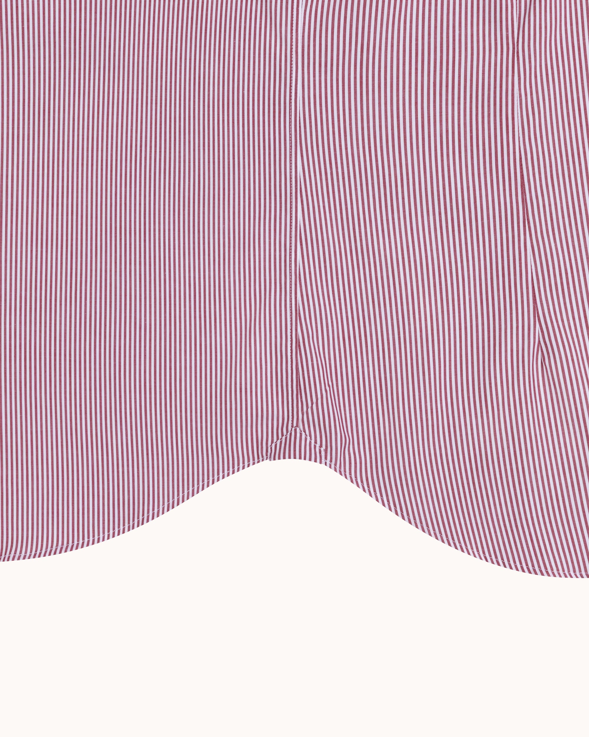Point Collar Shirt - Wine Stripe Cotton Poplin