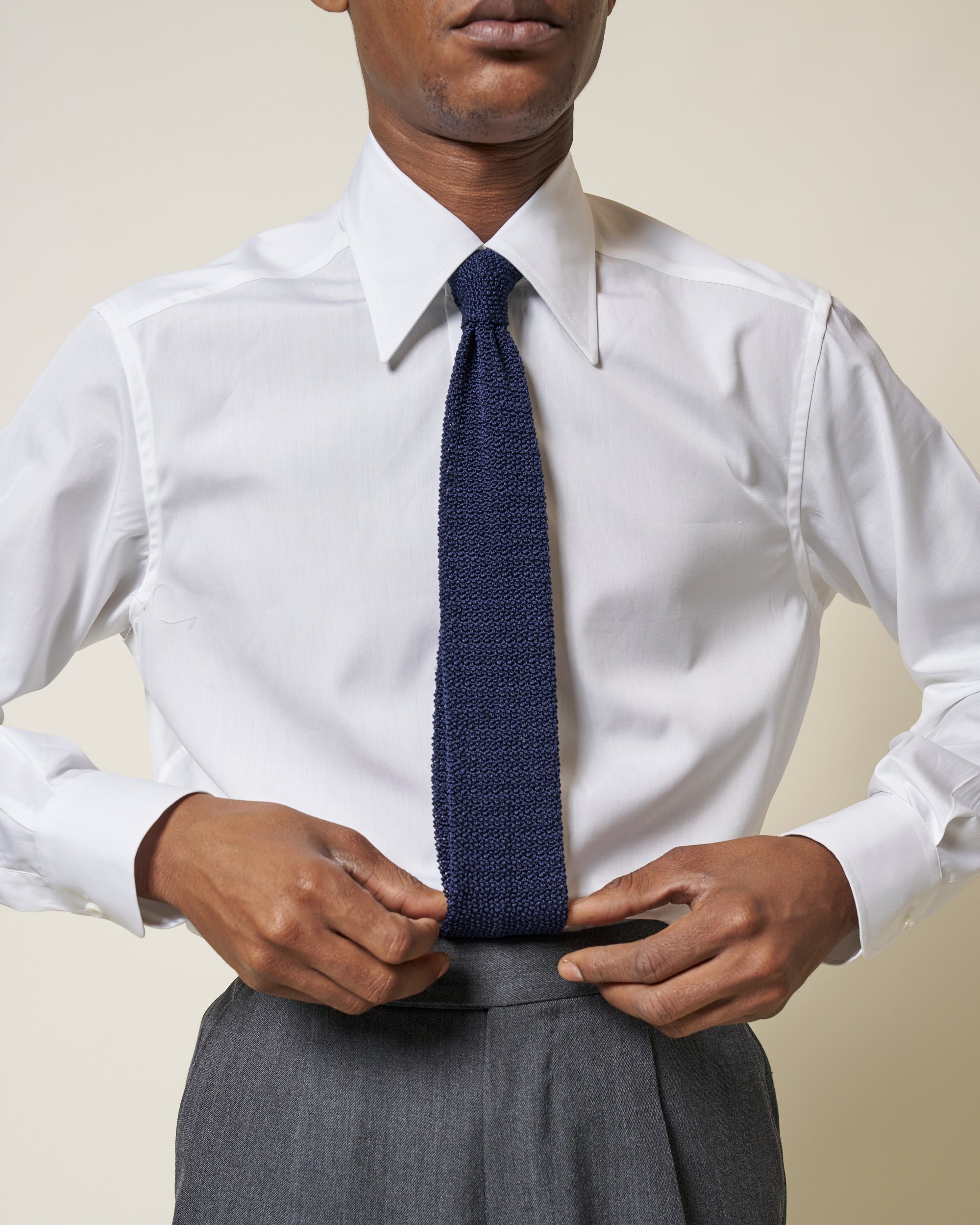 Point Collar Shirt - White Cotton Poplin