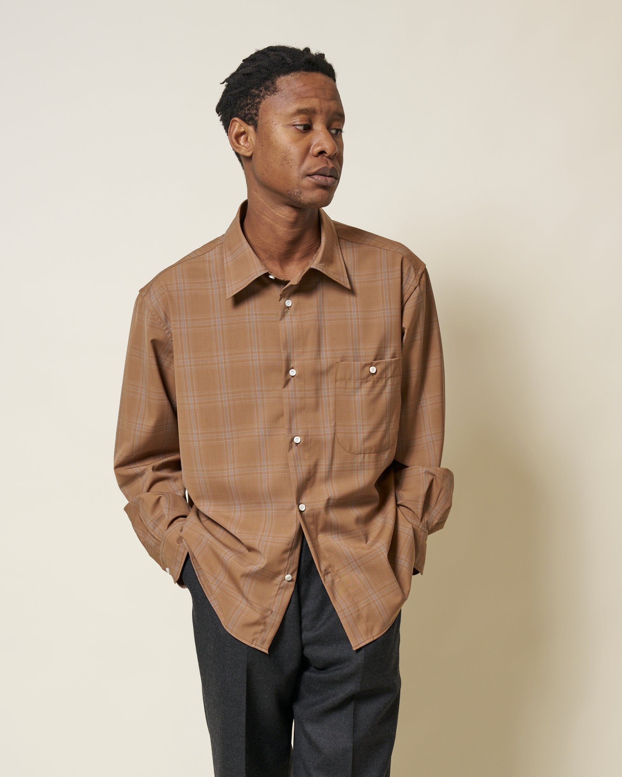 Off-Duty Shirt - Tobacco Check Wool