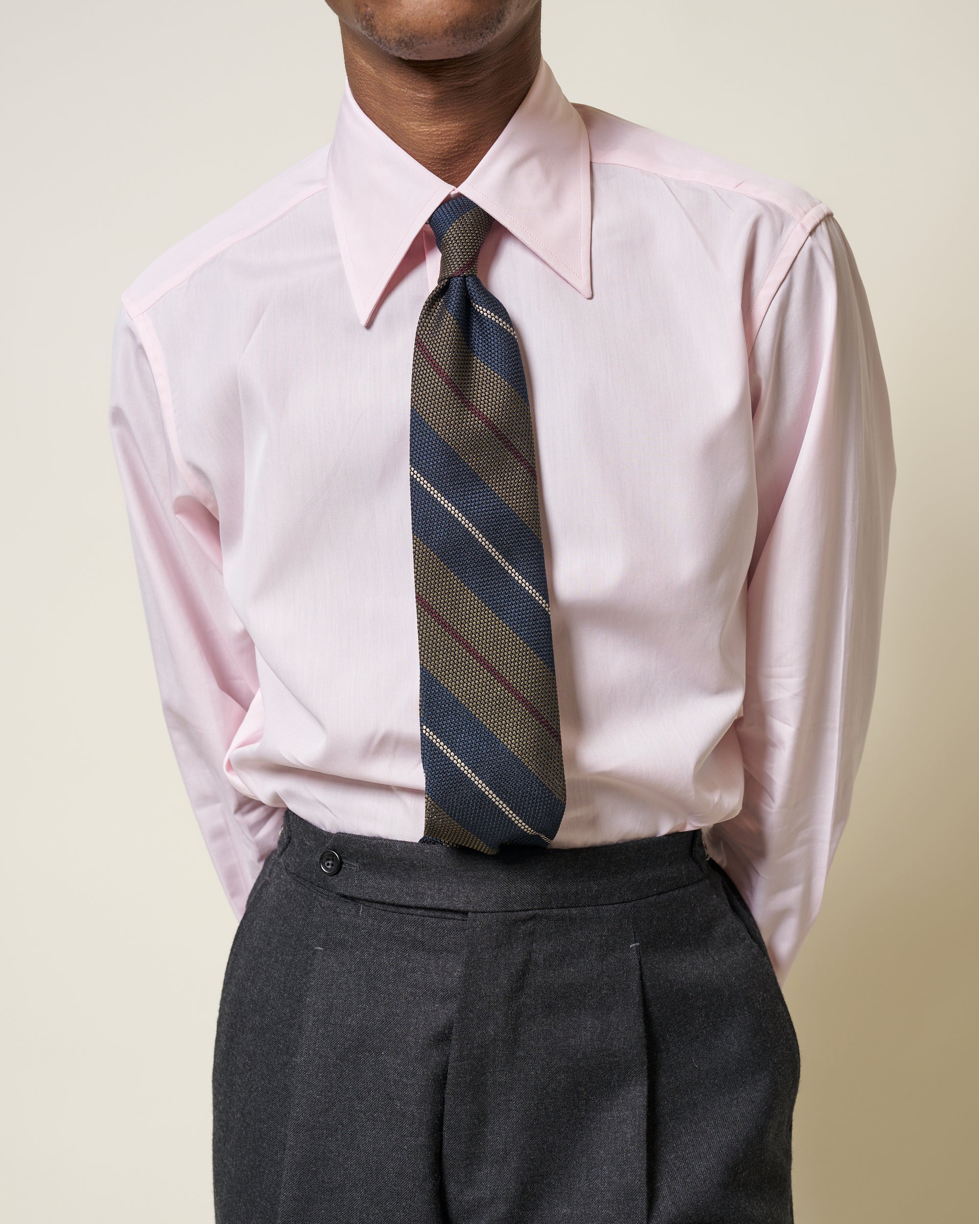 Point Collar Shirt - Pink Cotton Poplin