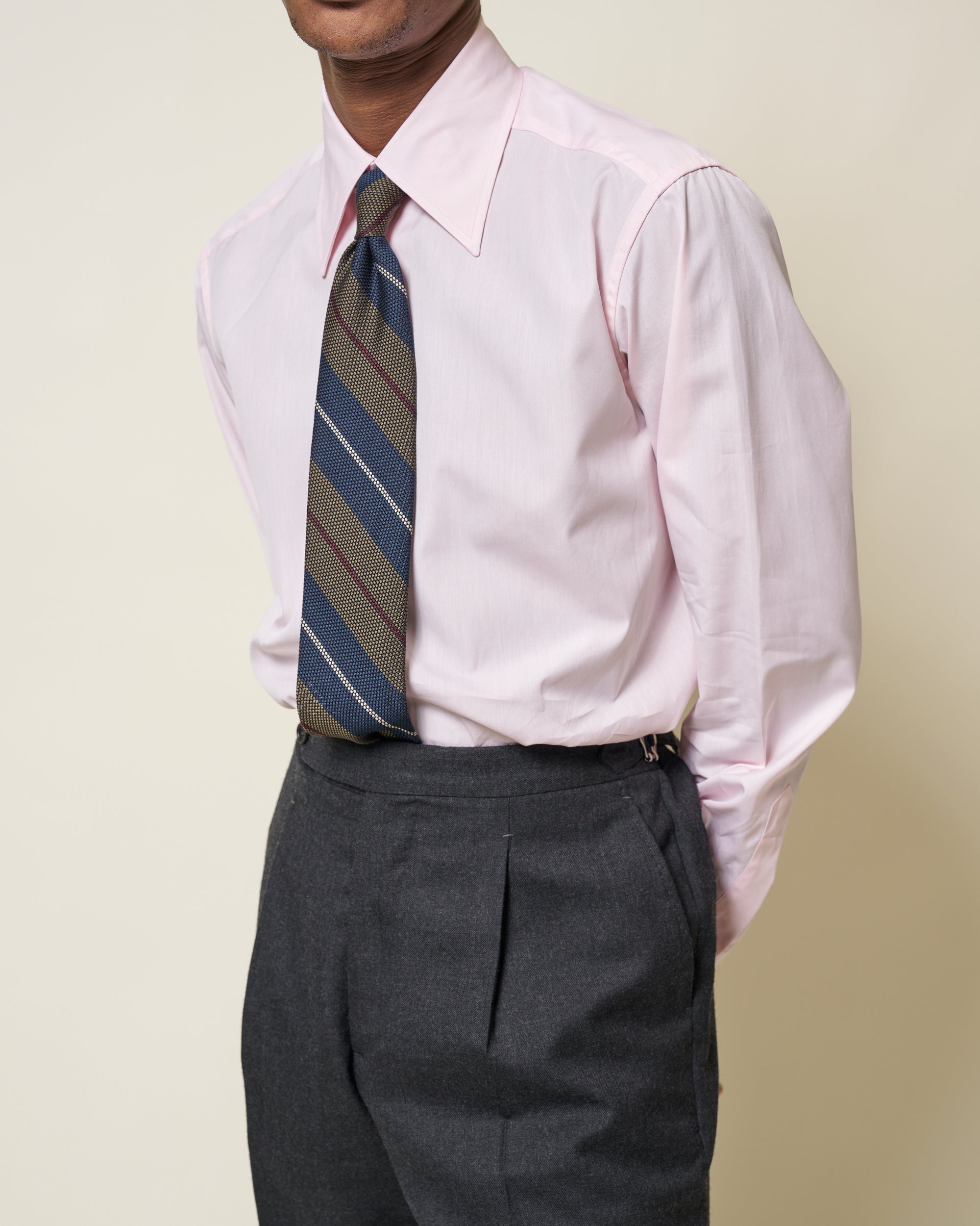 Point Collar Shirt - Pink Cotton Poplin