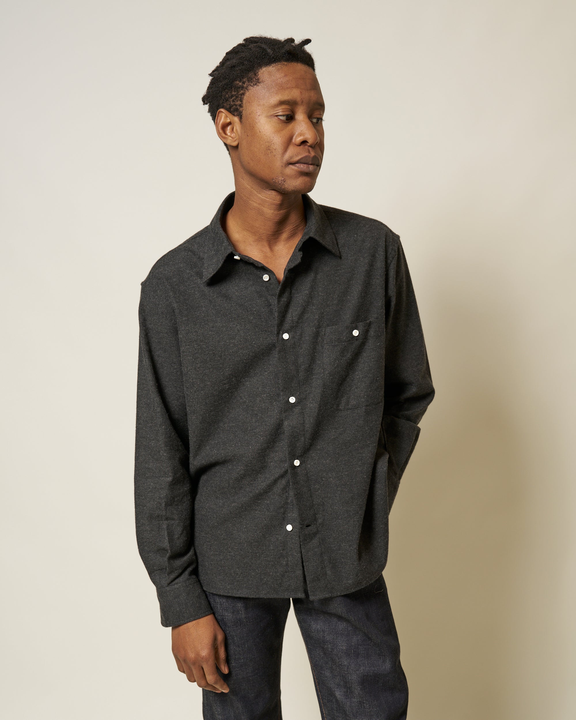 Off-Duty Shirt - Charcoal Cotton Cashmere