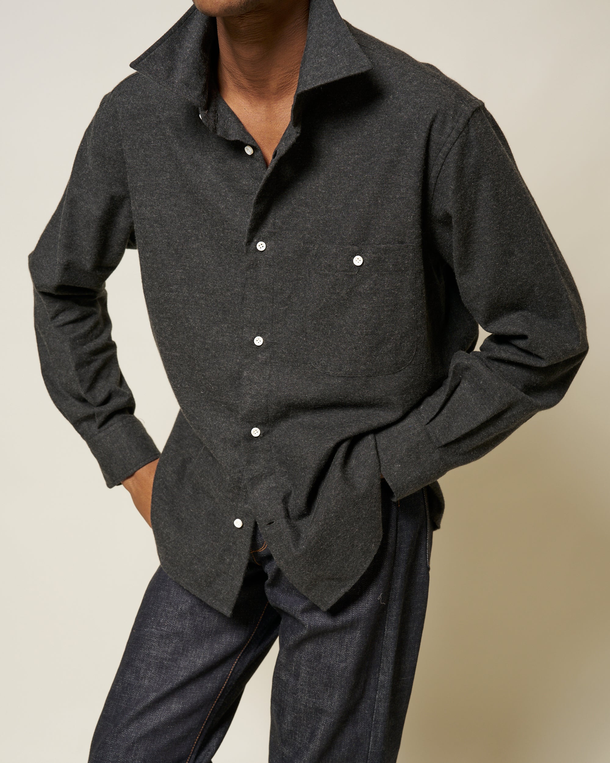 Off-Duty Shirt - Charcoal Cotton Cashmere