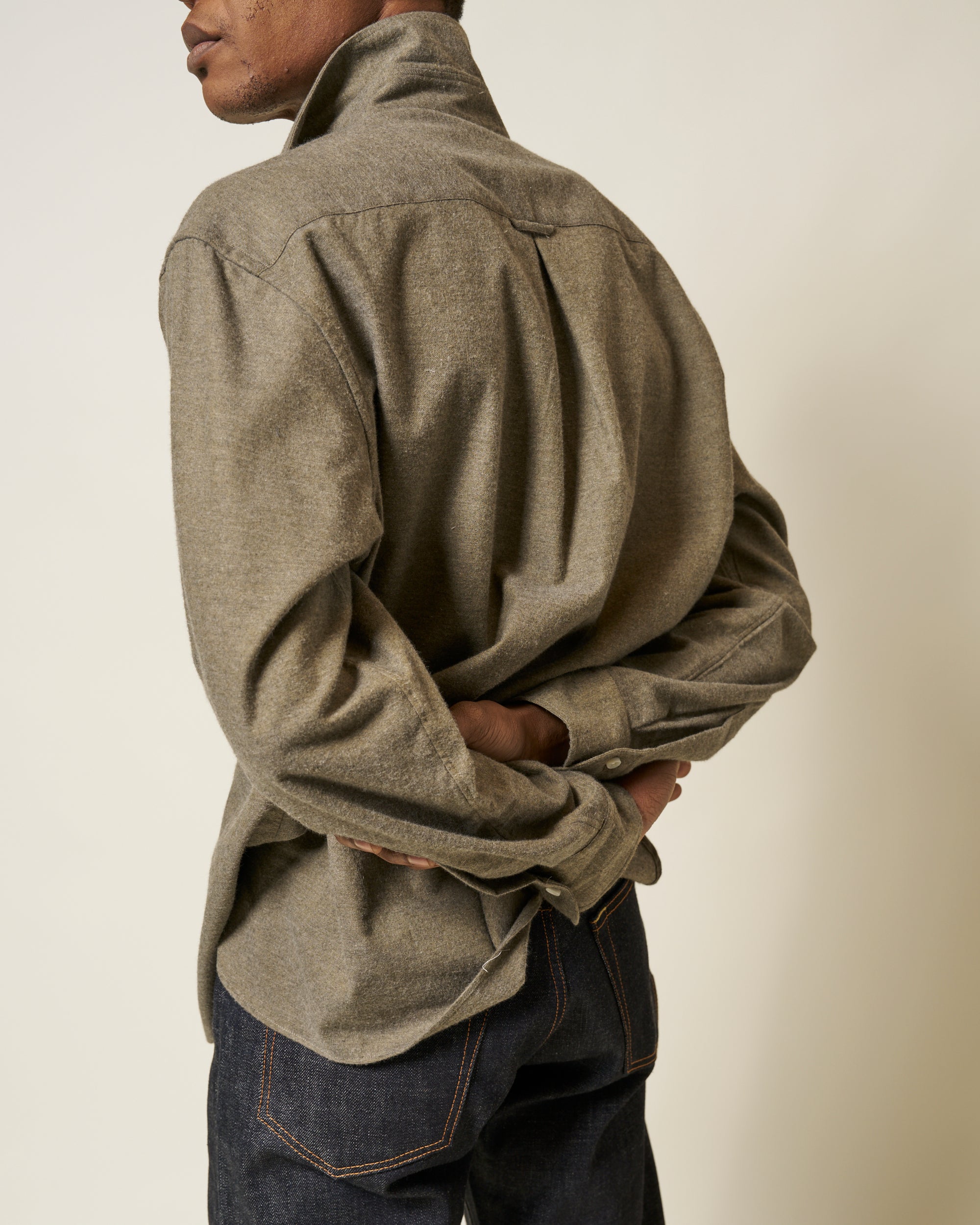 Off-Duty Shirt - Olive Grey Cotton Cashmere