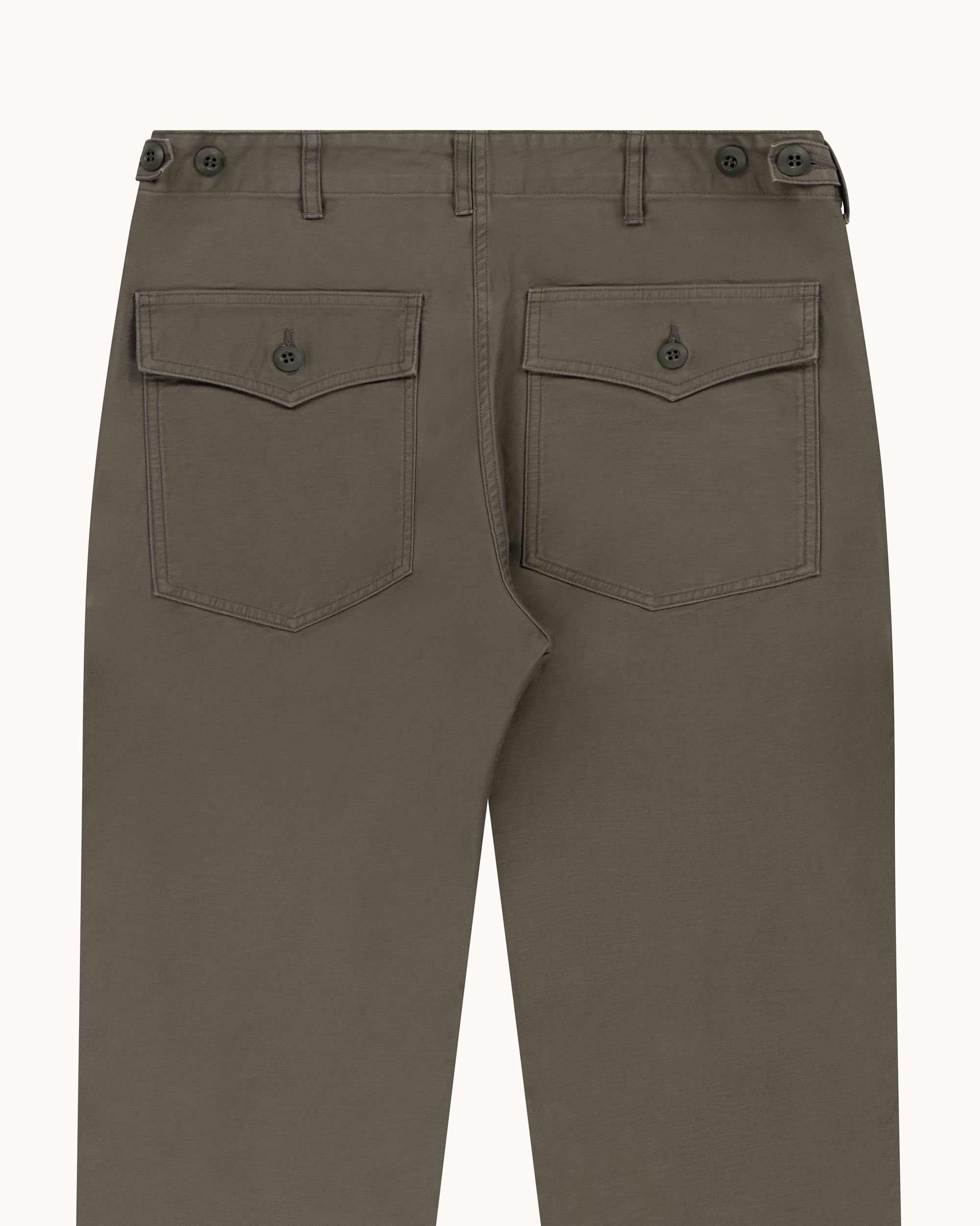 High Rise Japanese Fatigue Pant - Slate Olive Cotton