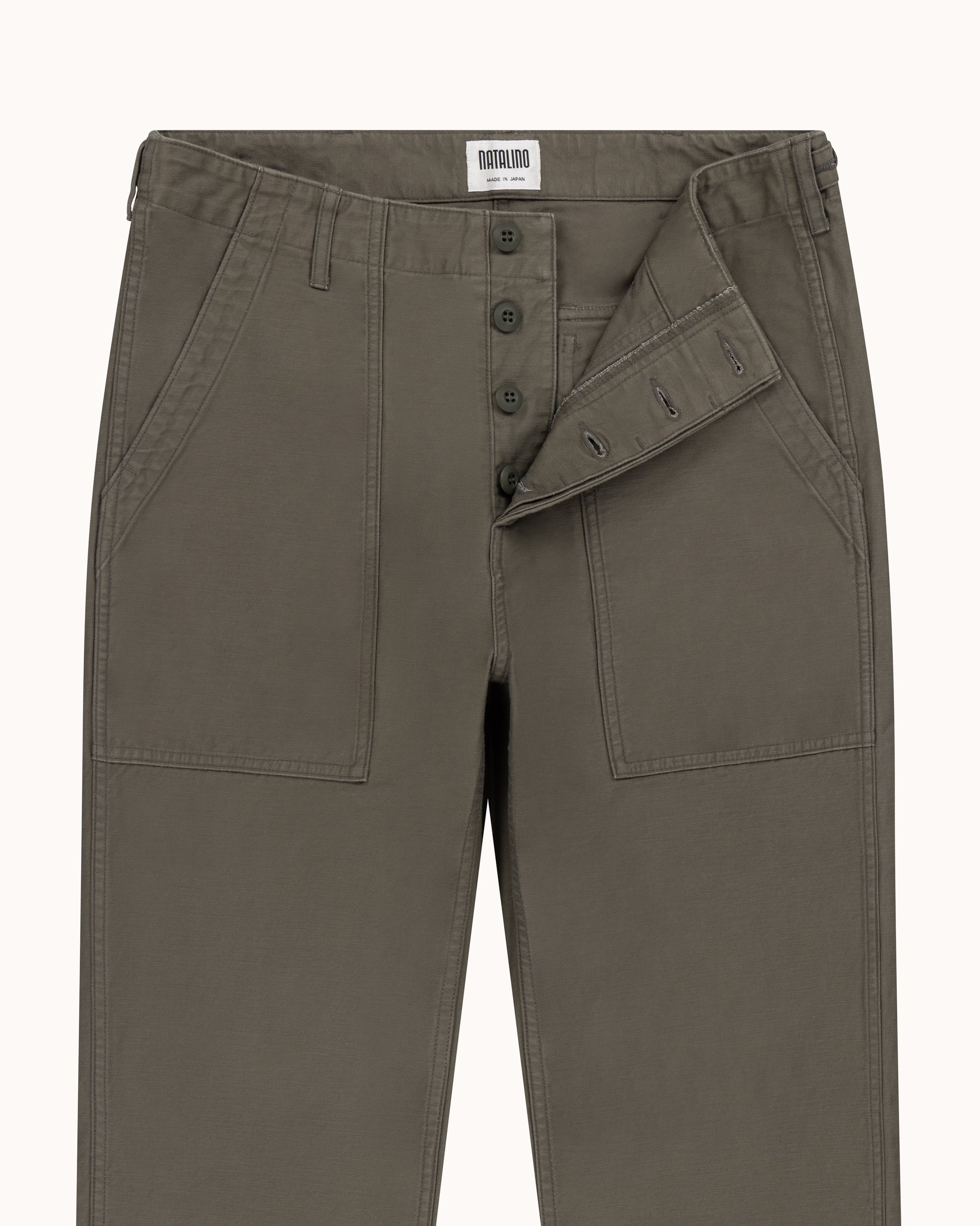 High Rise Japanese Fatigue Pant - Slate Olive Cotton