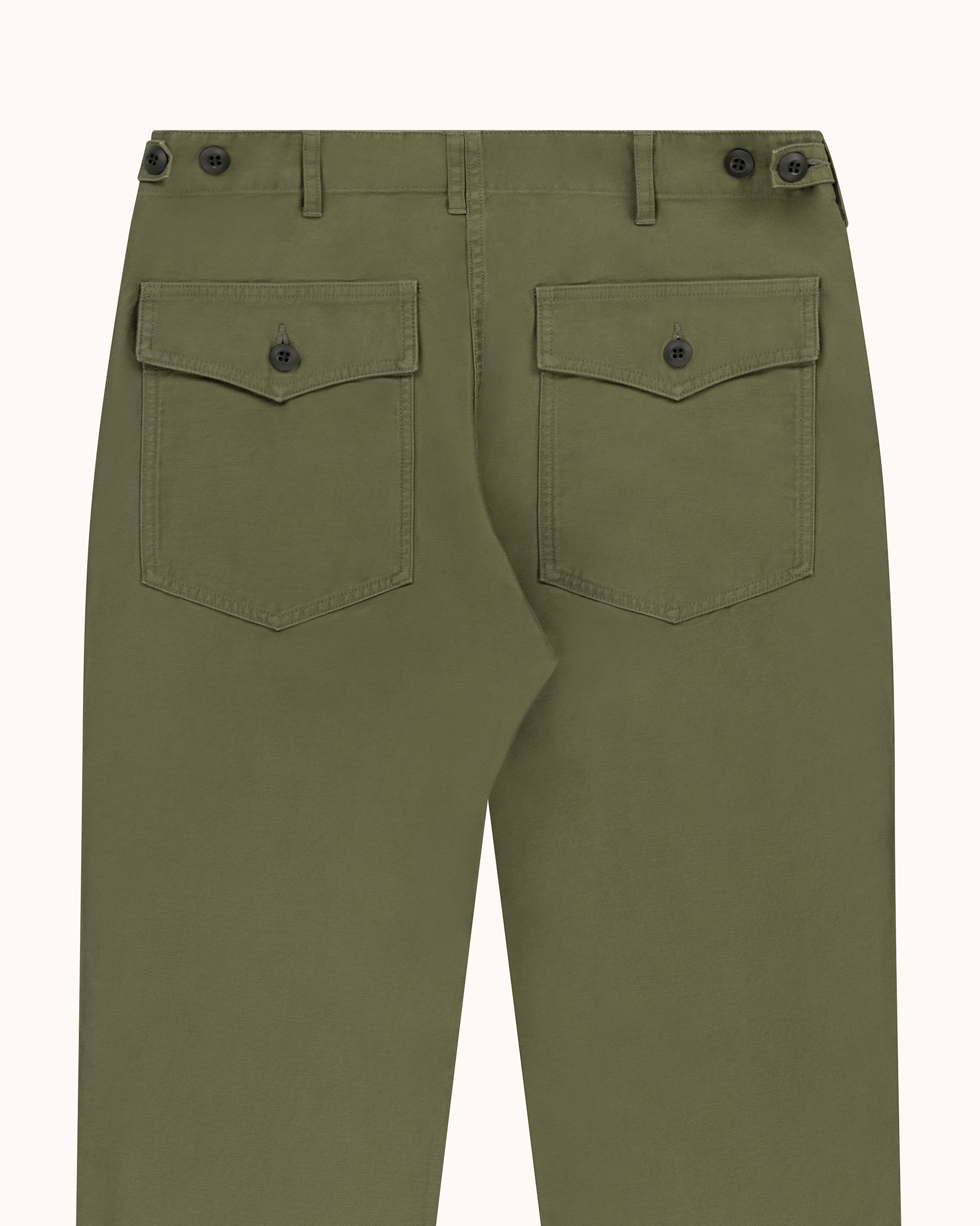 High Rise Japanese Fatigue Pant - Field Green Cotton