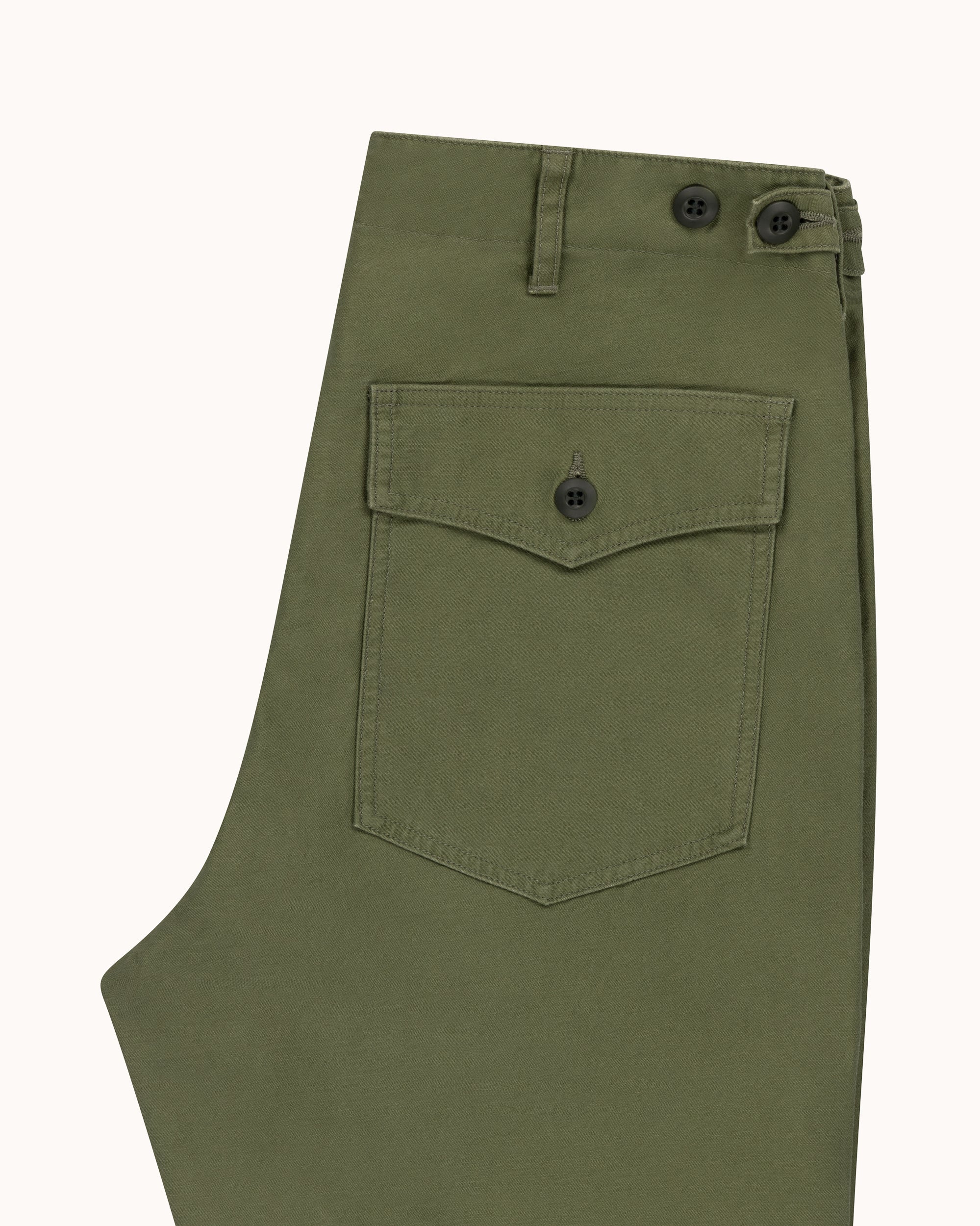 High Rise Japanese Fatigue Pant - Field Green Cotton