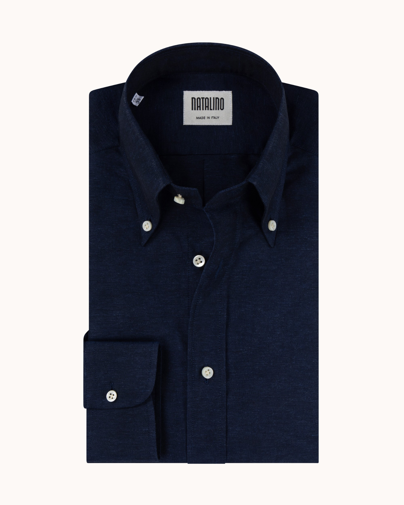 Button Down Collar Shirt - Indigo Cotton Linen