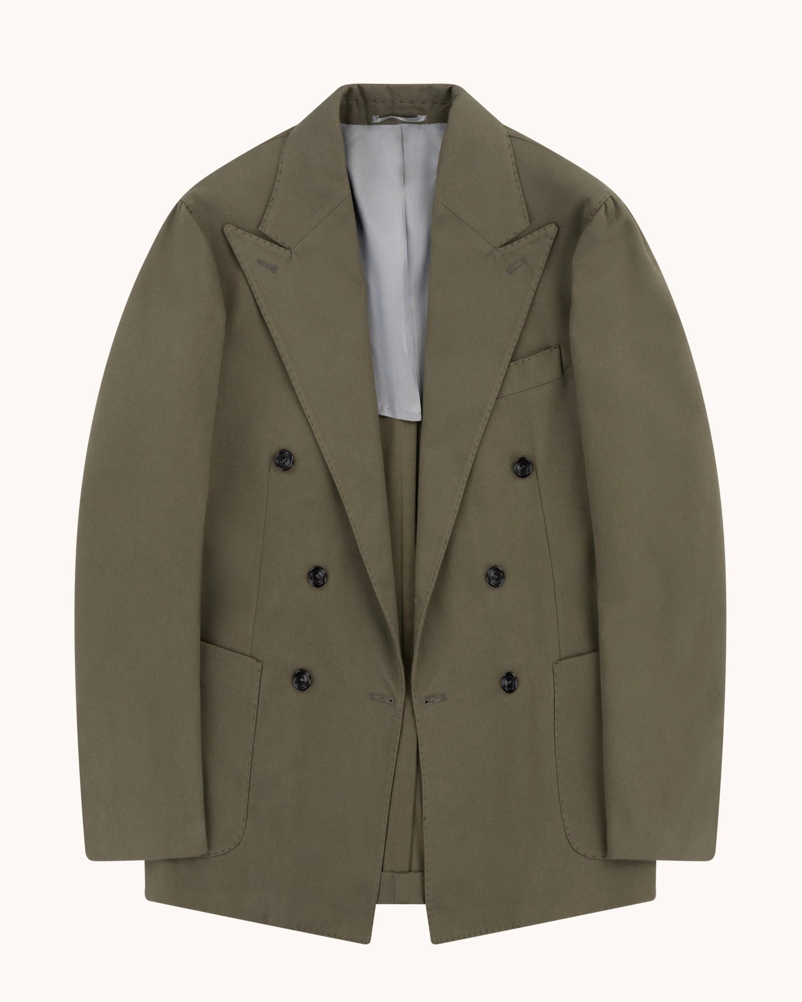 Double Breasted Sport Jacket - Olive Brushed Cotton