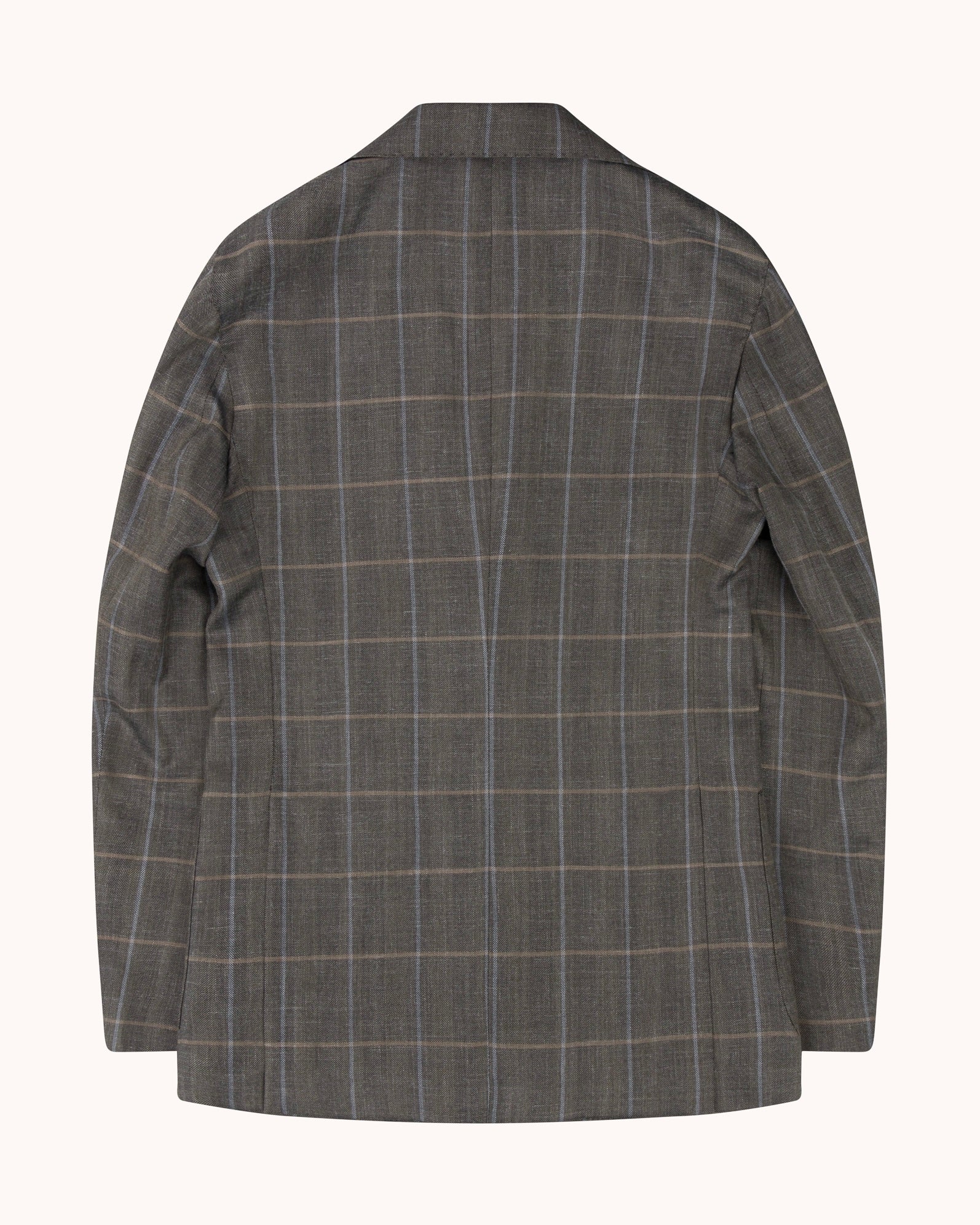 Sport Jacket - Dark Olive Check Wool Silk Linen