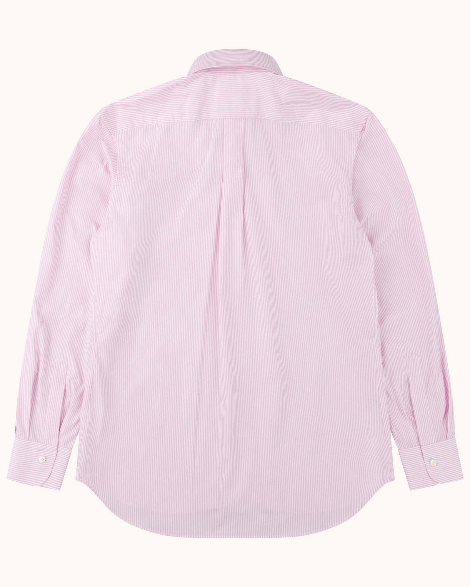 Button Down Collar Shirt - Pink Stripe Cotton Poplin
