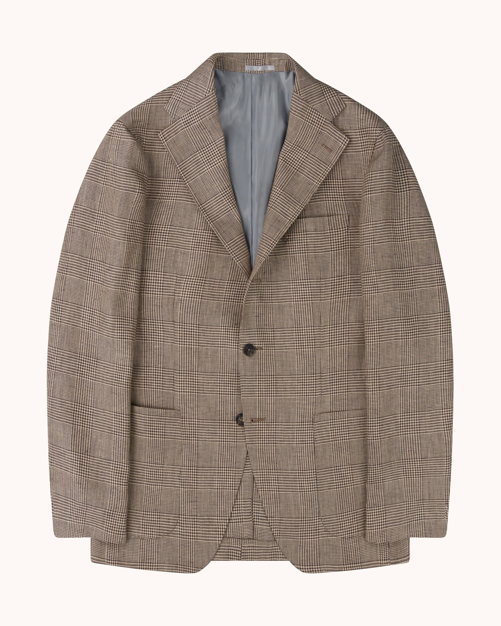 Sport Jacket - Beige Brown Glen Check Linen