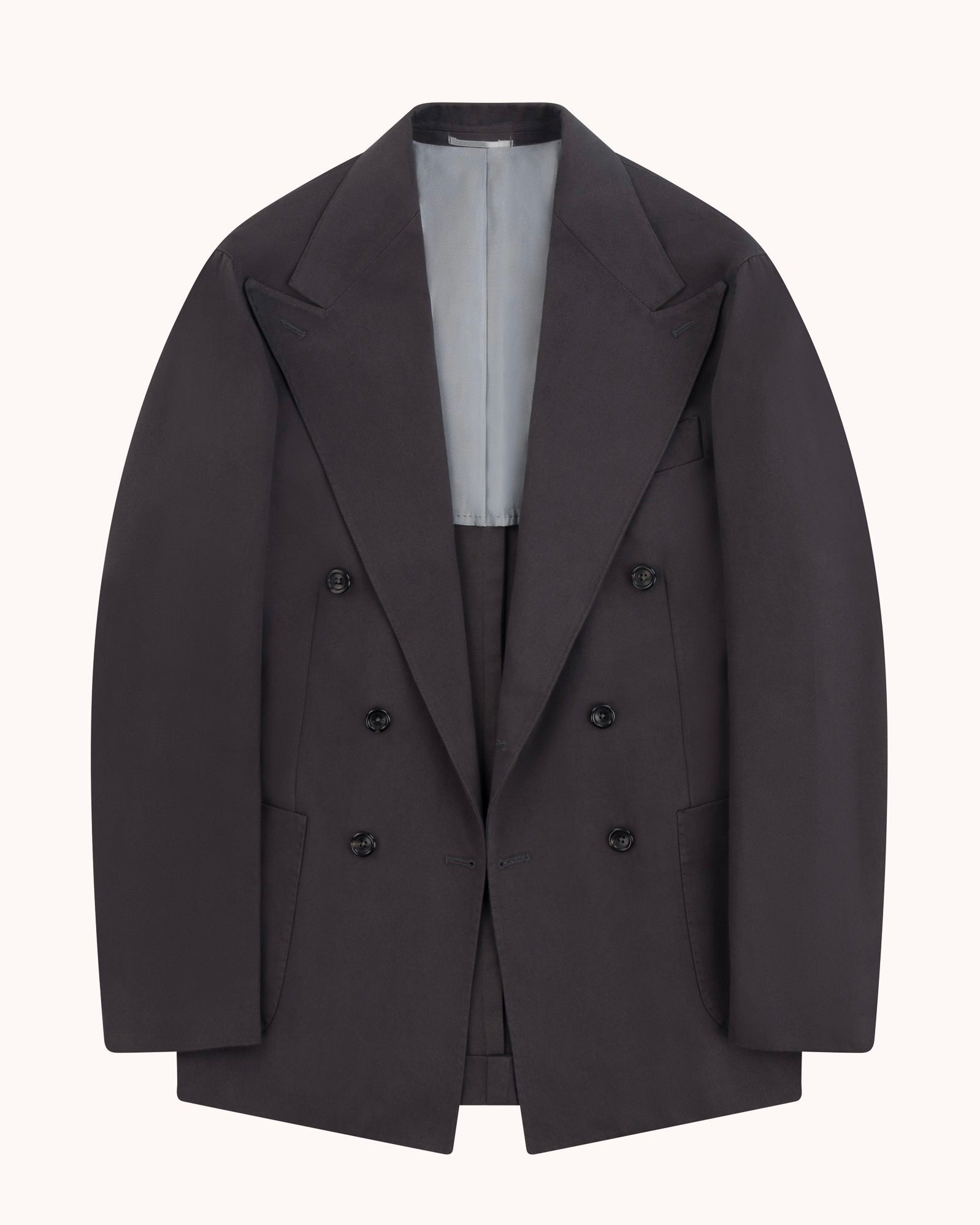Double Breasted Sport Jacket - Charcoal Brushed Cotton