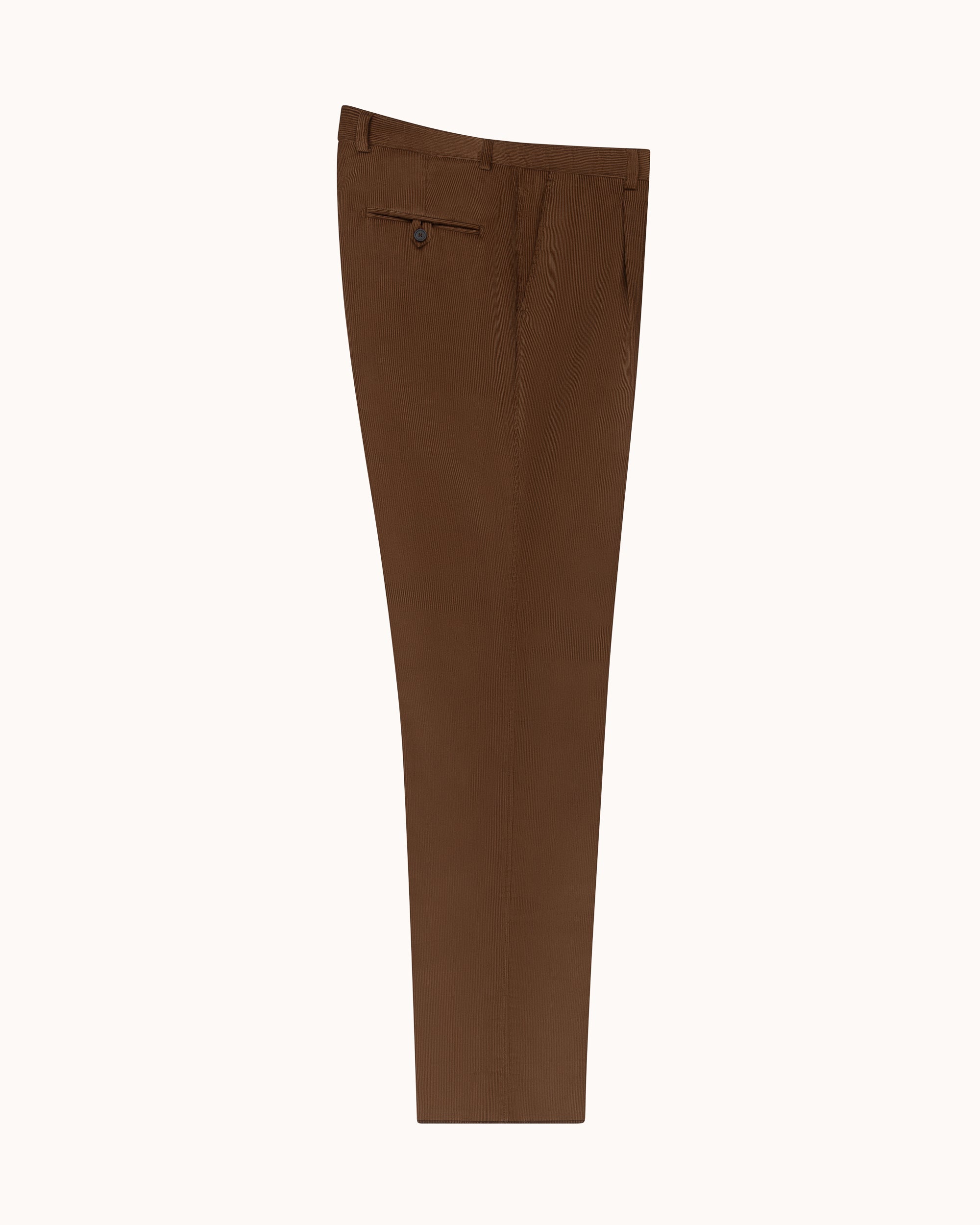Relaxed Single Pleat Trouser - Walnut Cotton Corduroy