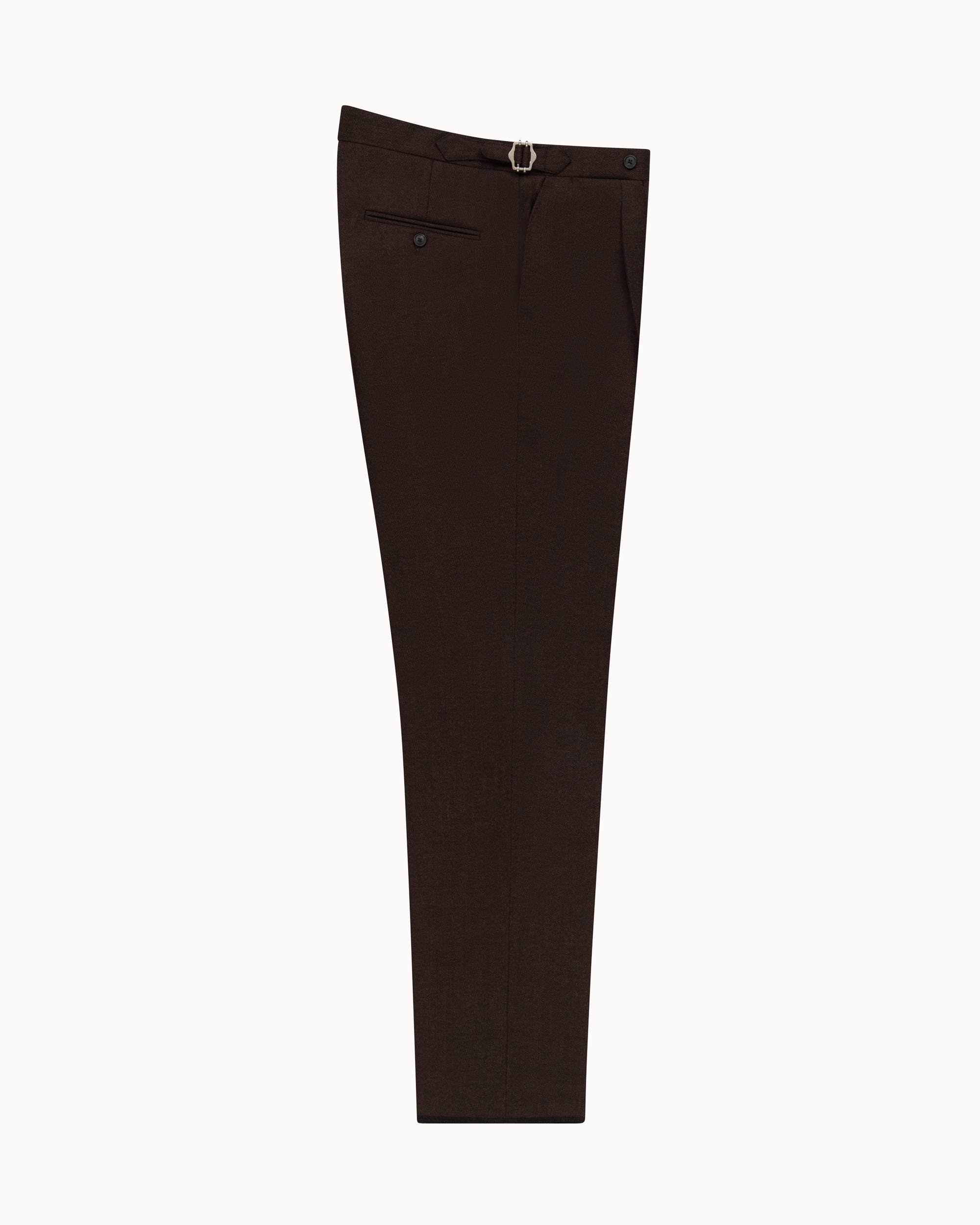 Single Pleat Trouser - Brown Wool Cavalry Twill